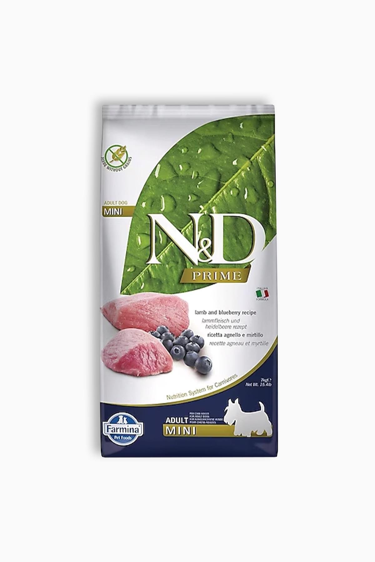 N&D Tahılsız Kuzu Etli Yaban Mersinli Mini Yetişkin Kuru Köpek Maması 7 Kg