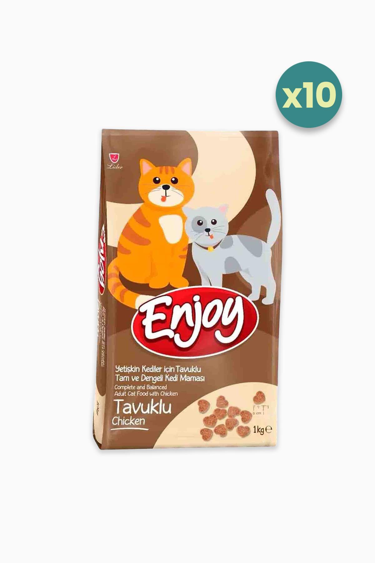 Enjoy Tavuklu 1 kg Yetişkin Kedi Maması 10 Adet
