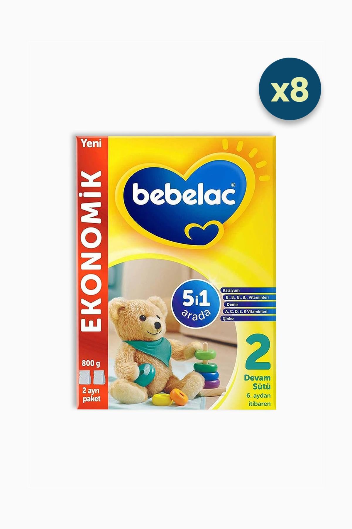 Bebelac 2 Numara Devam Sütü 800 gr 8 Adet
