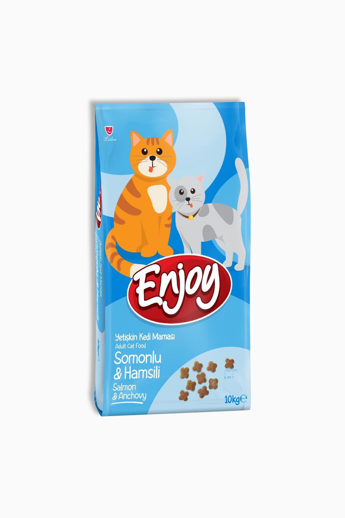 Enjoy Somonlu Ve Hamsili Yetişkin Kedi Maması 10 Kg