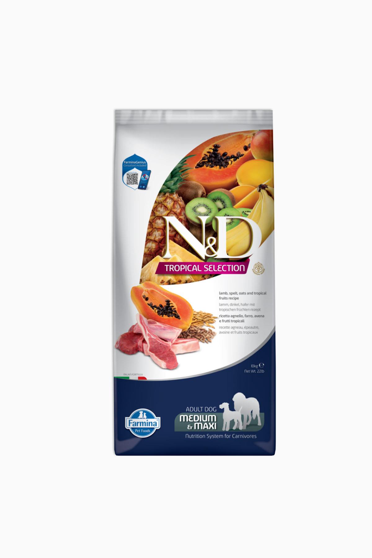 N&D Dog Tropical Selection Kuzu Etli Medium Maxi 10 Kg Köpek Maması