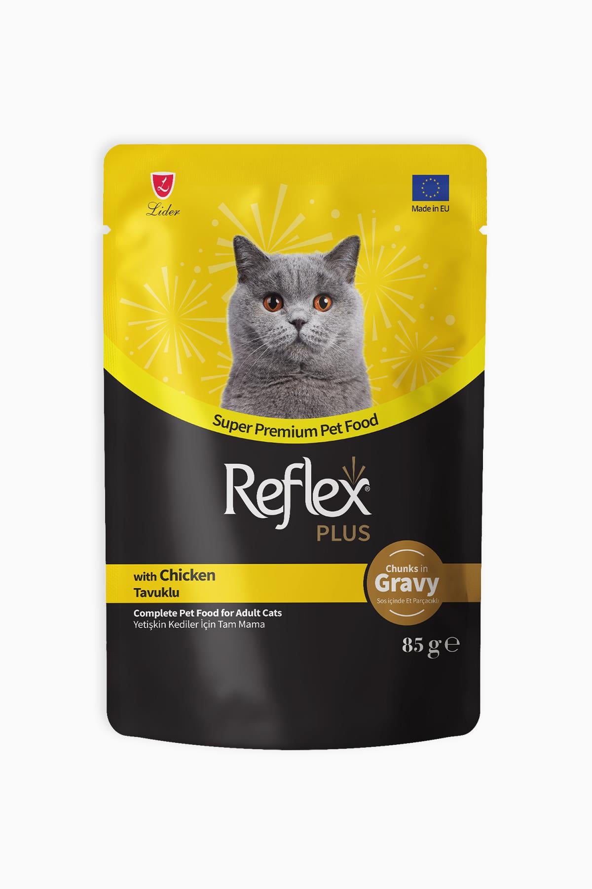 Reflex Plus Sos İçinde Et Parçacıklı Tavuklu Yetişkin Kedi Maması 85 gr