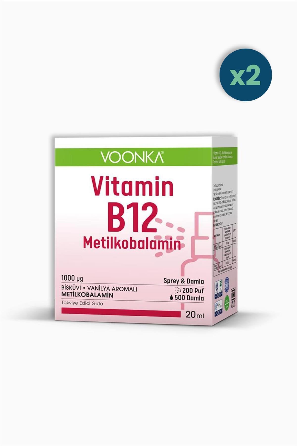 Voonka B12 Metilkobalamin Sprey & Damla 20 ml 2 Adet