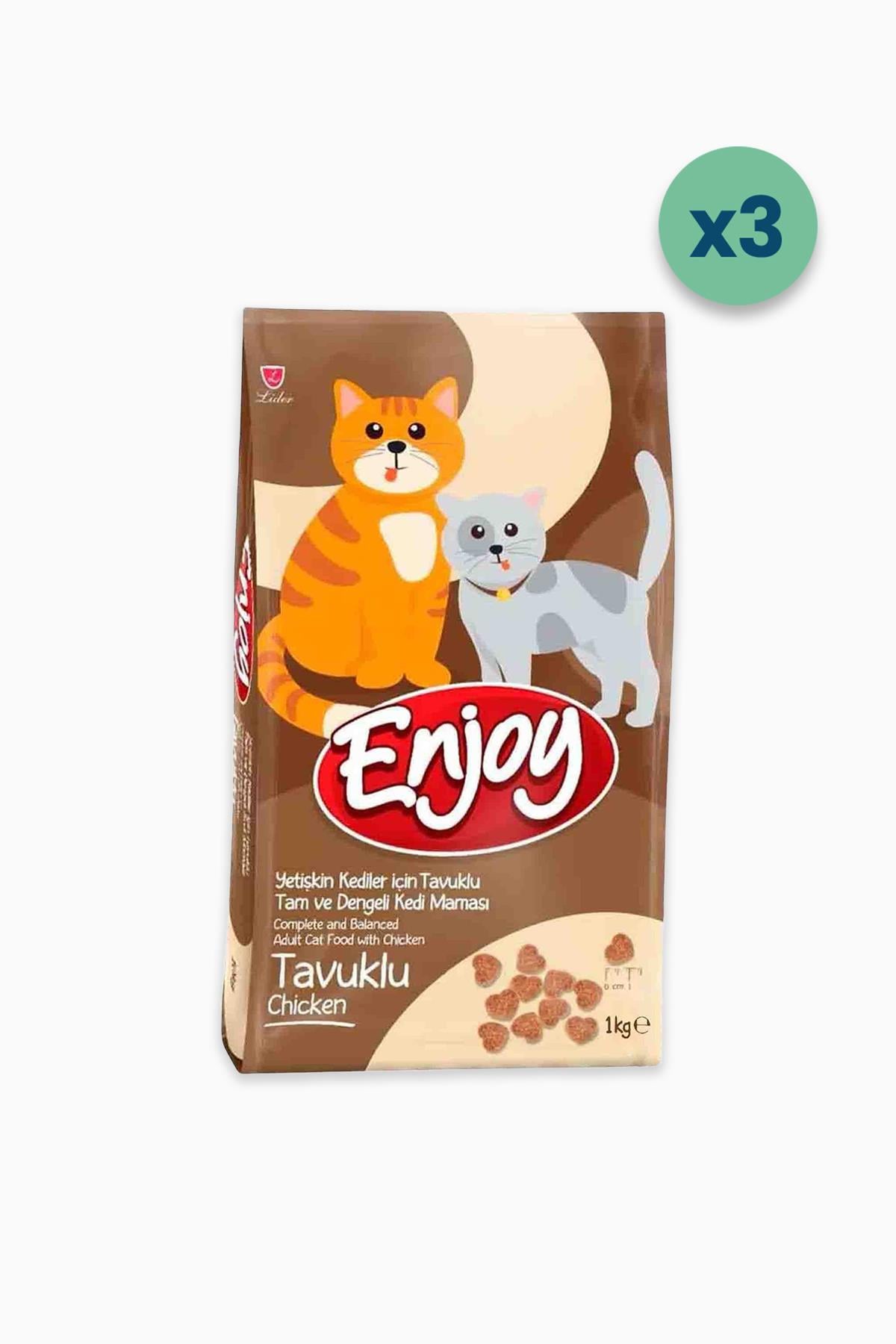 Enjoy Tavuklu 1 kg Yetişkin Kedi Maması 3 Adet
