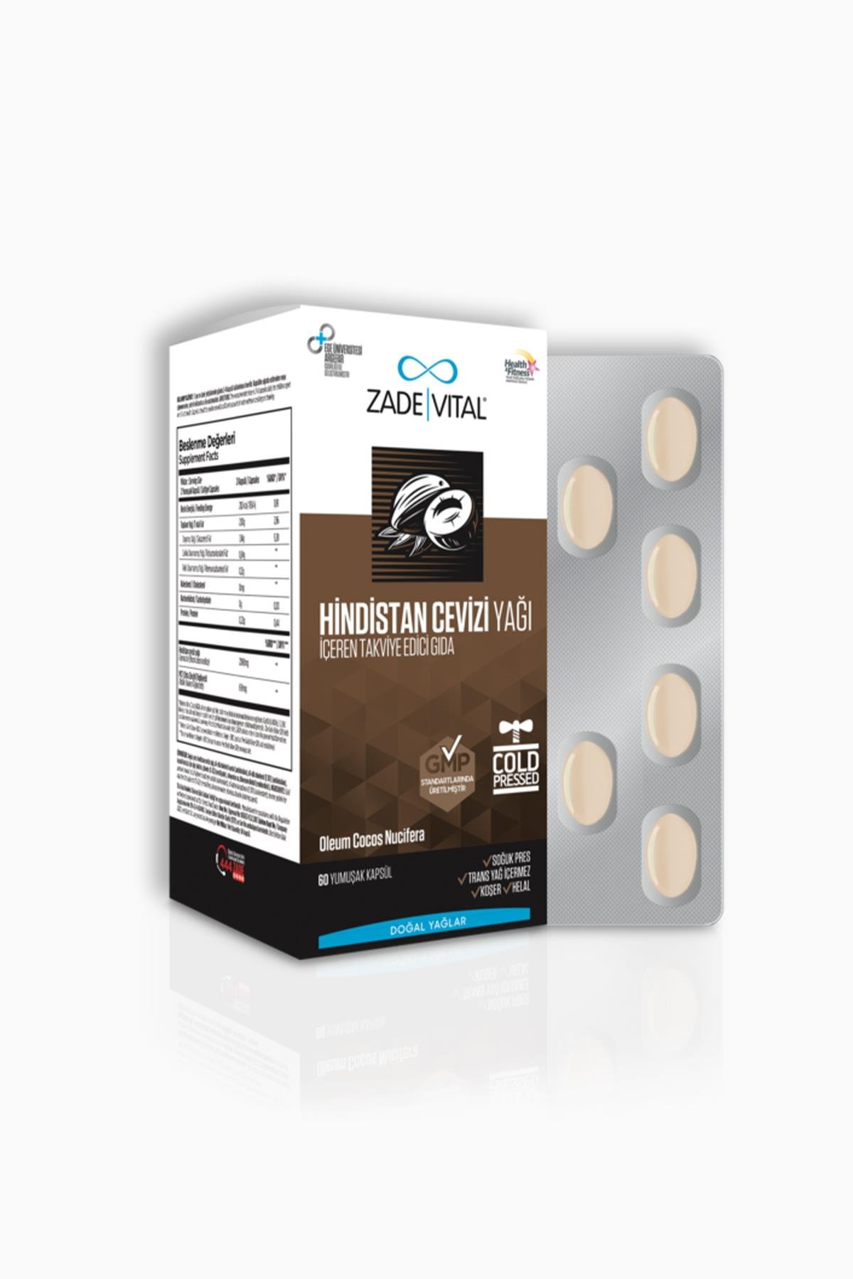 Zade Vital Hindistan Cevizi Yağı 1000 mg 60 Blister Kapsül