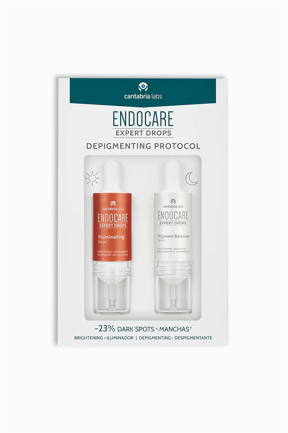 Endocare Depigmenting Protocol İlluminating Serum 10 ml + Pigment Balance Serum 10 ml | Heliocare | Endocare Expert Drops Hydrating Protocol - Nemlendirici 10 Ml + Peeling 10 Ml