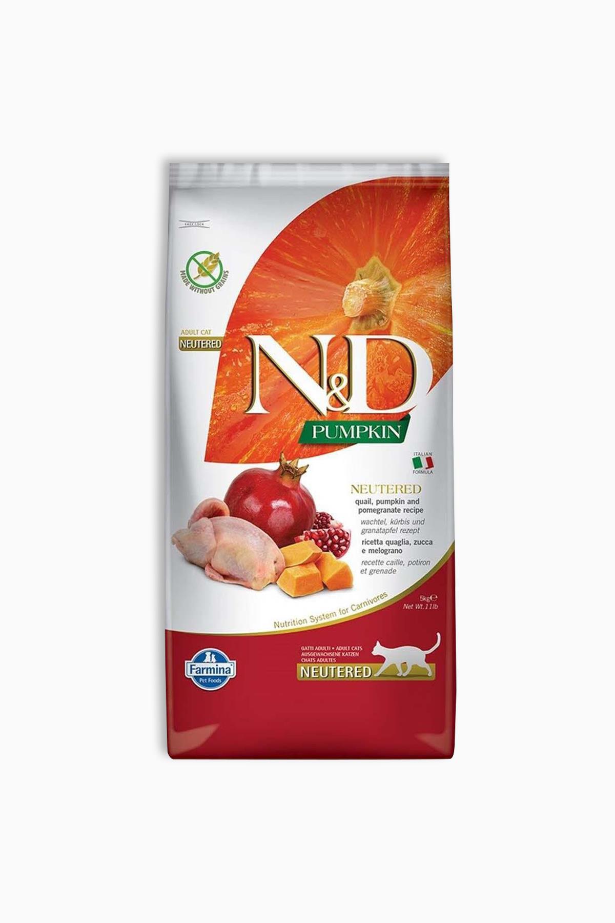 N&D Pumpkın Tahılsız Bıldırcın&Nar Kısırlaştırılmış Yetişkin 10 Kg