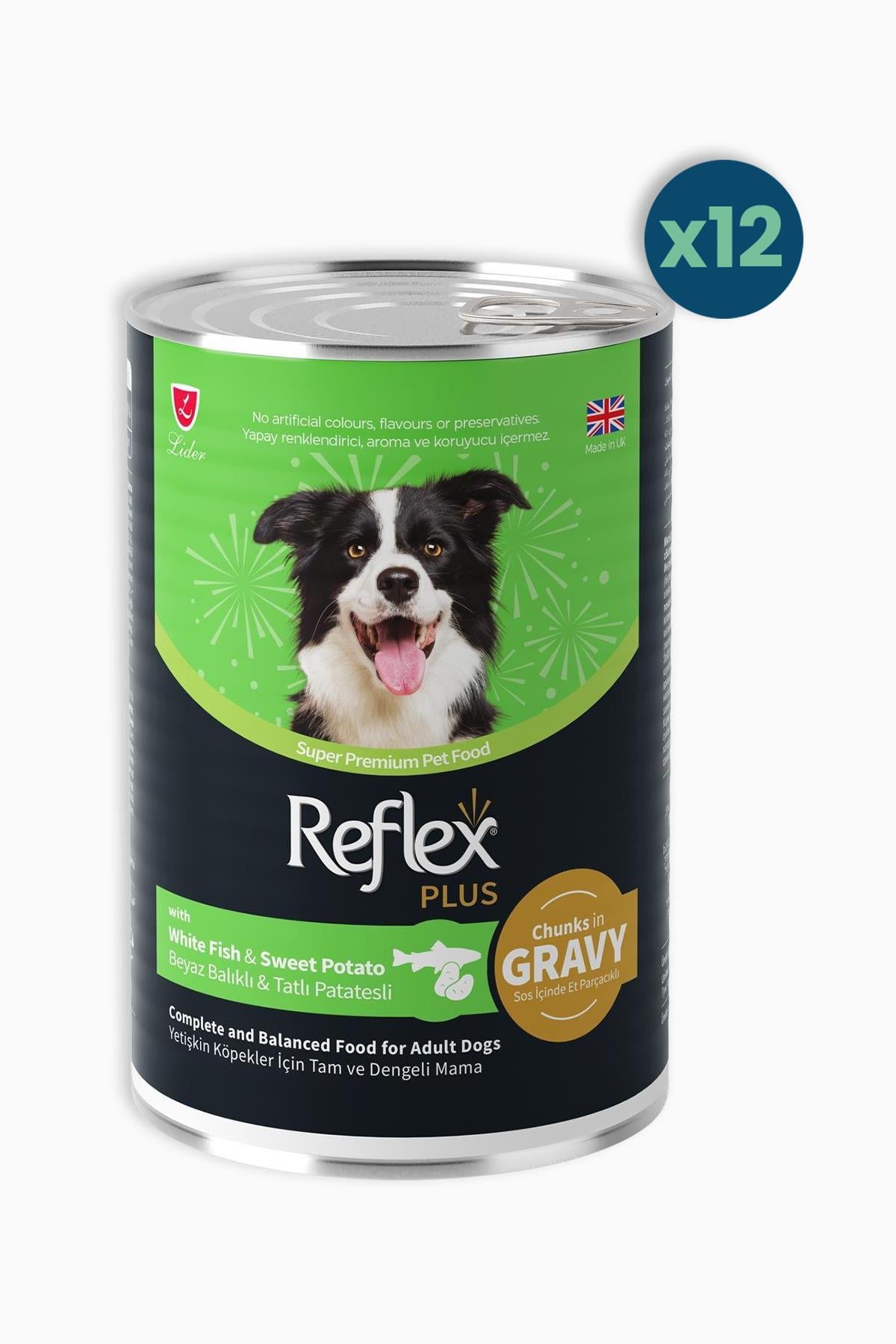 Reflex Plus Gravy Beyaz Balıklı ve Tatlı Patatesli 400 gr 12'li Yetişkin Konserve Köpek Maması