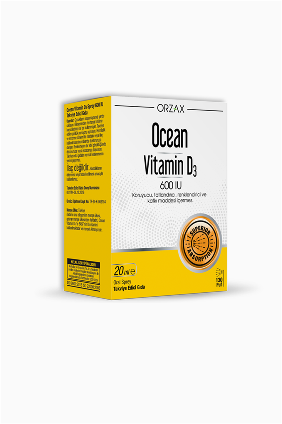 Orzax Ocean Vitamin D3 600 IU Oral Sprey 20 ml | Orzax | Orzax Ocean Vitamin D3 600 IU Oral Sprey 20 ml