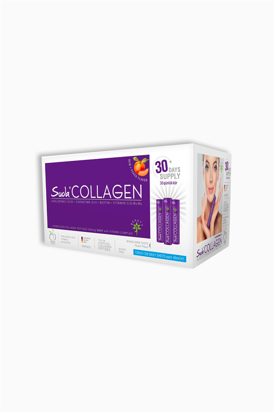 Suda Collagen Peach Flavor 30 Shots x 40 ml | Suda Collagen  | Suda Collagen Peach Flavor 30 Shots x 40 ml (Şeftali aromalı)