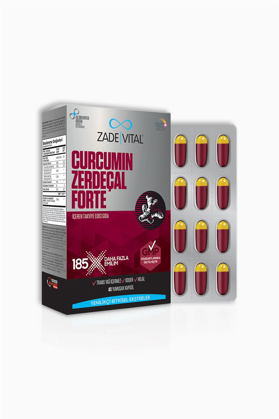 Zade Vital Curcumin Forte Zerdeçal Yağı 1000 mg 40 Kapsül | Zade Vital | Zade Vital Curcumin Forte Zerdeçal Yağı 1000 mg 40 Kapsül