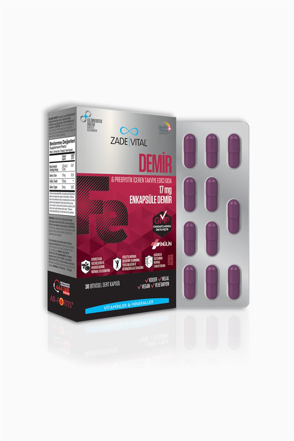 Zade Vital Iron Fe 30 Kapsül | Zade Vital | Zade Vital Iron Fe 30 Kapsül