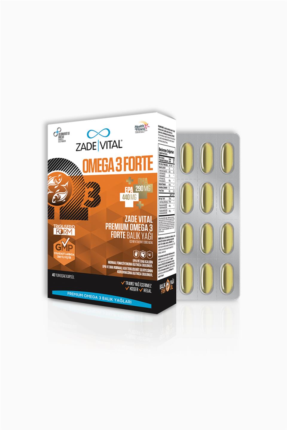 Zade Vital Omega 3 Forte 40 Yumuşak Kapsül | Zade Vital | Zade Vital Omega 3 Forte 40 Yumuşak Kapsül