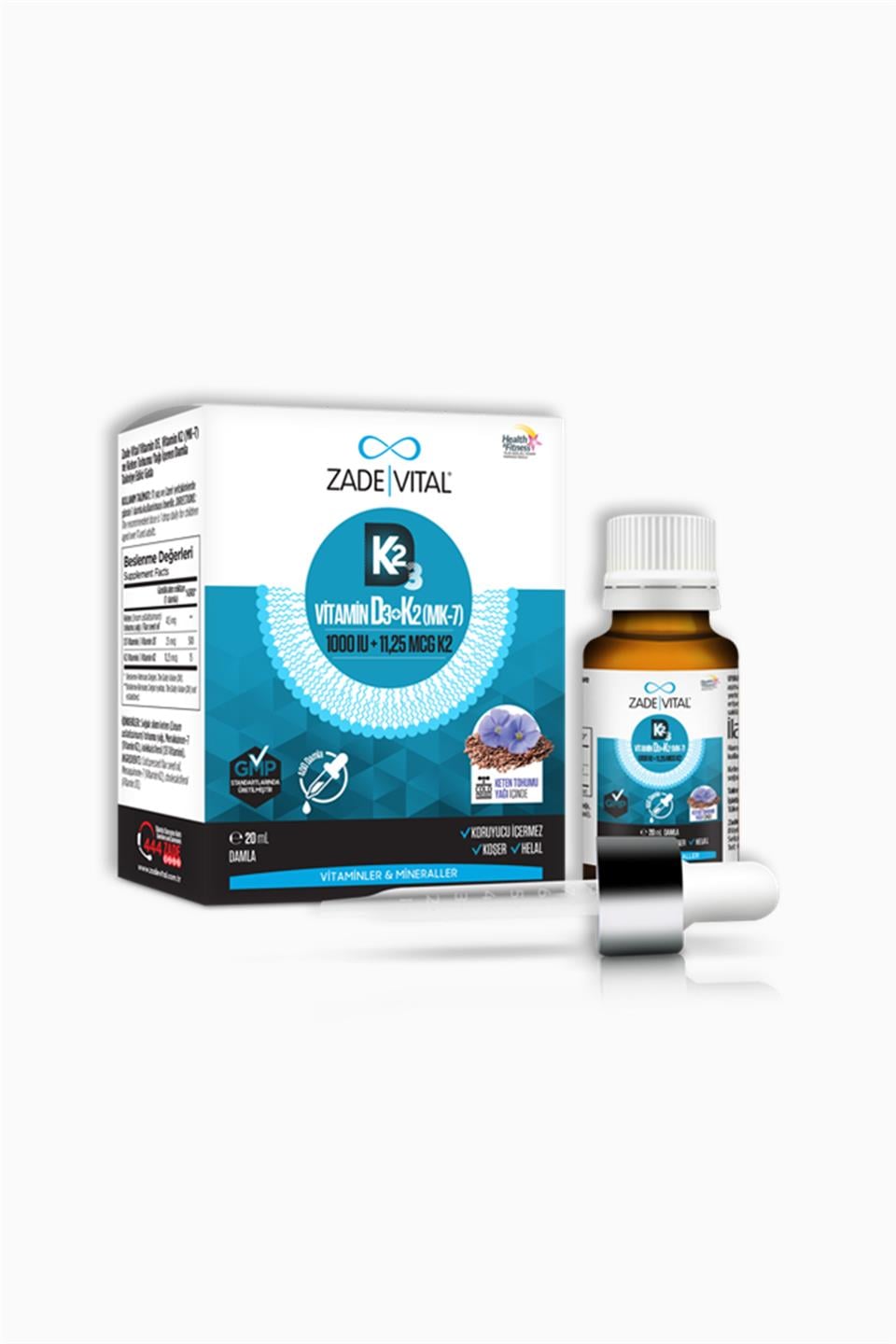 Zade Vital Vitamin D3K2 1000 IU Damla 20 ml | Zade Vital | Zade Vital Vitamin D3K2 1000 IU Damla 20 ml