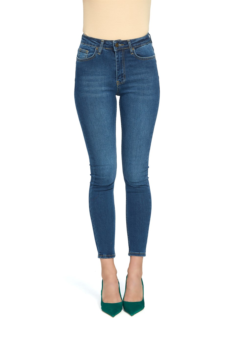 YÜKSEK BEL STRETCH SKINNY MAVİ DENİM
