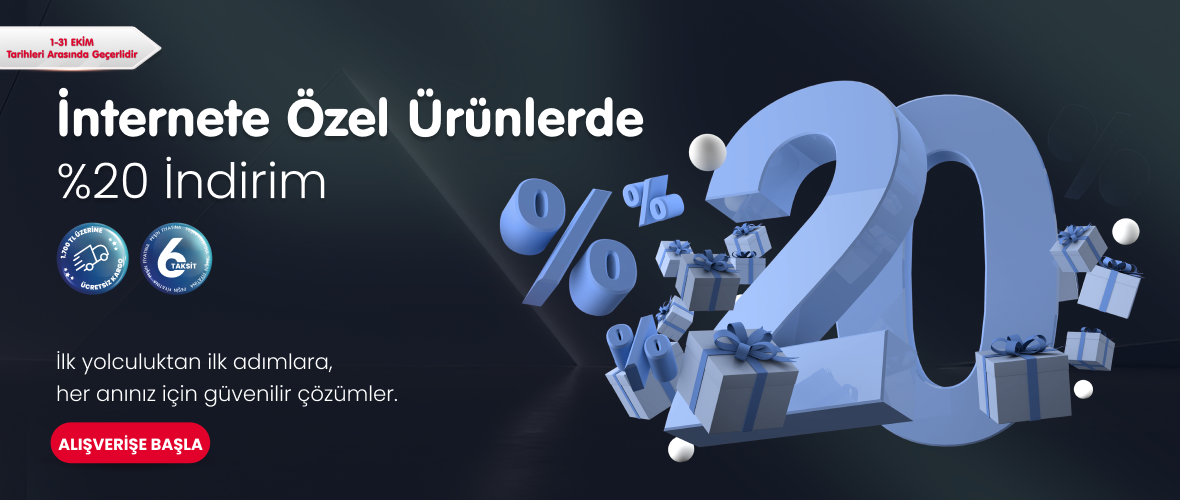 internete özel ürünlerde %20 indirim