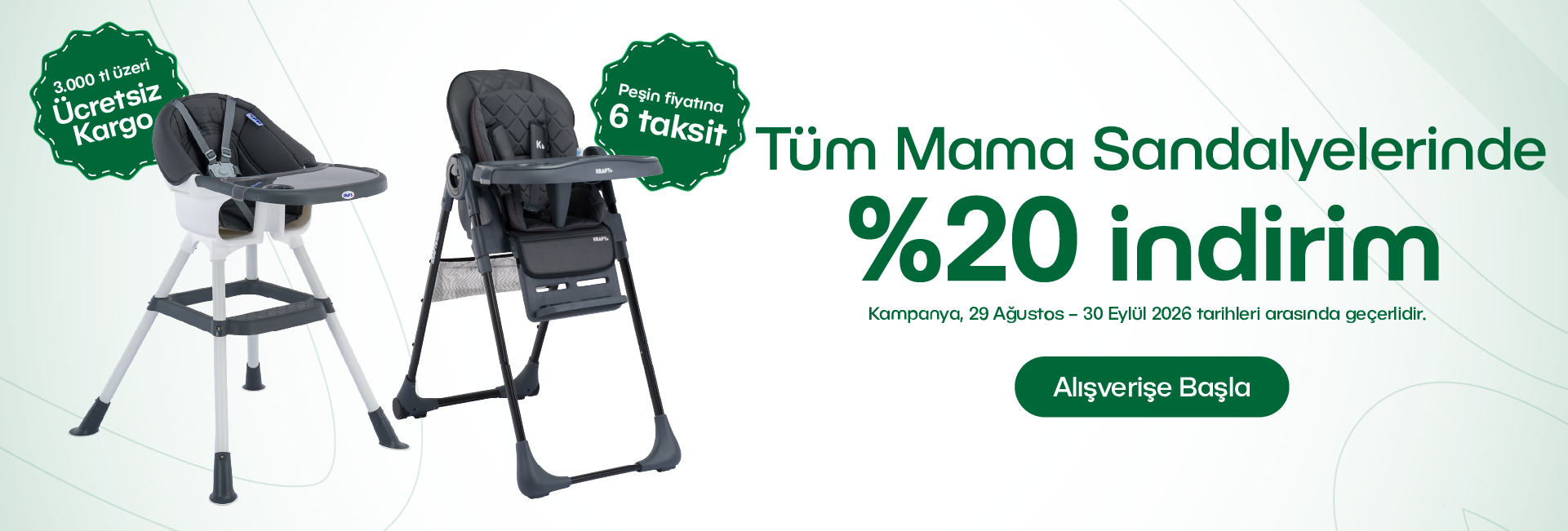 mama sandalyelerinde %20 indirim