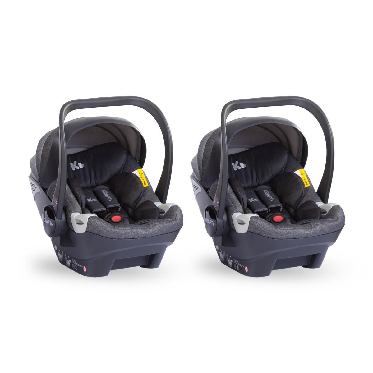 Dual İkiz Travel Sistem Bebek Arabası Koyu Gri | Kraft
