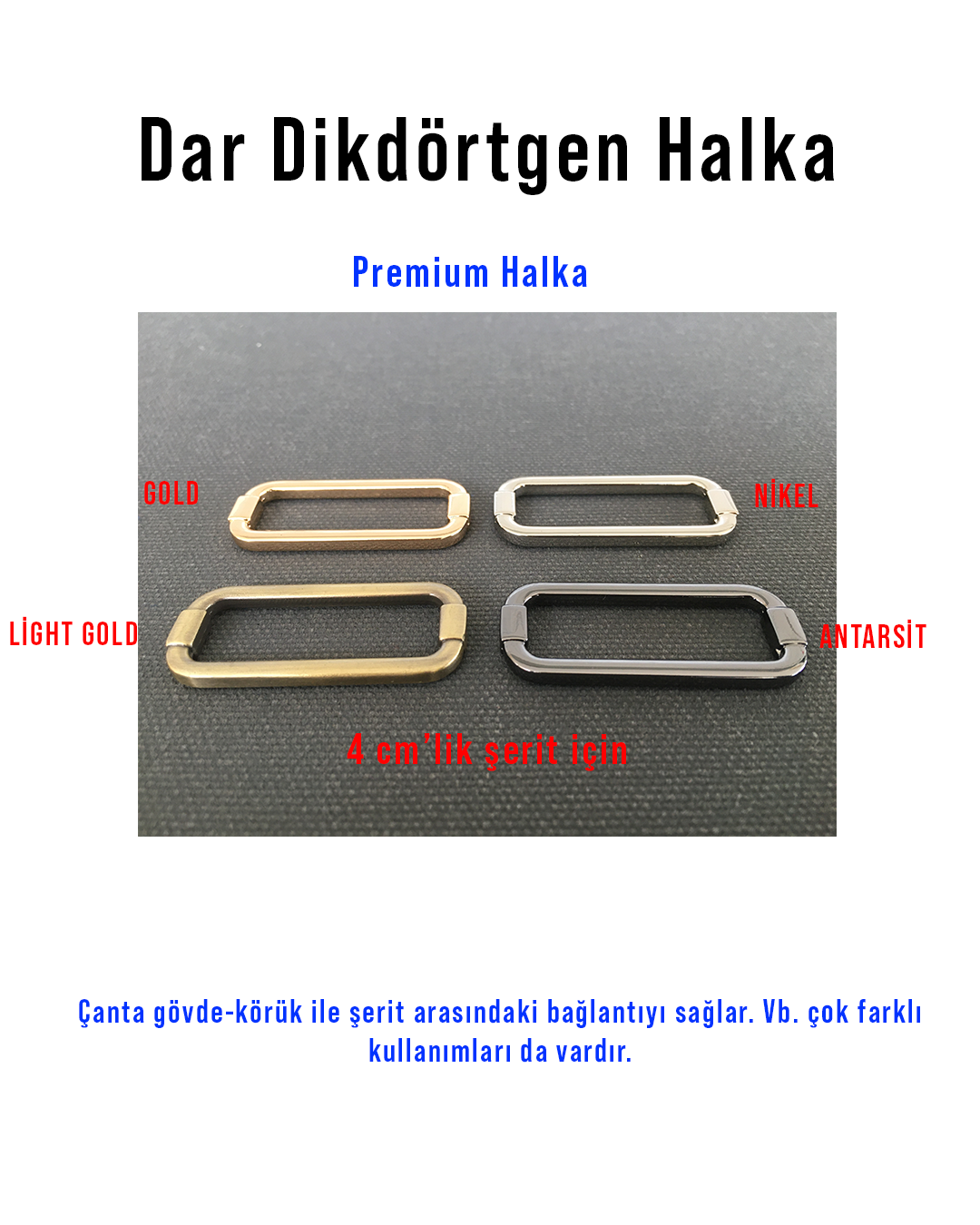 Deri MalzemeDar Dikdörtgen Halka gold (Premium)|wwww.derimalzeme.comDar Dikdörtgen Halka 4 cm'lik Premium