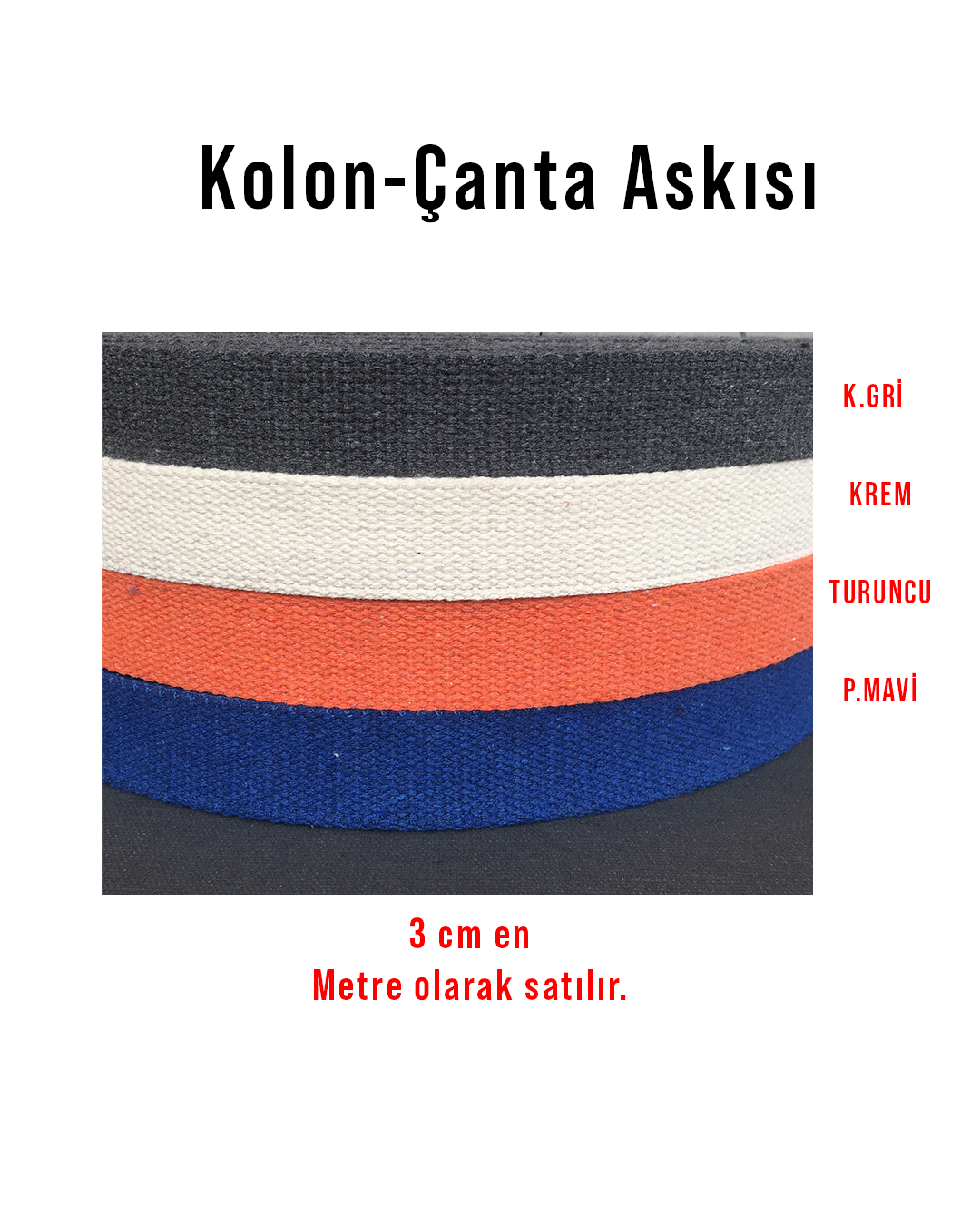 Kolon-Pamuk Kolon (Çanta Askısı) 3 cm