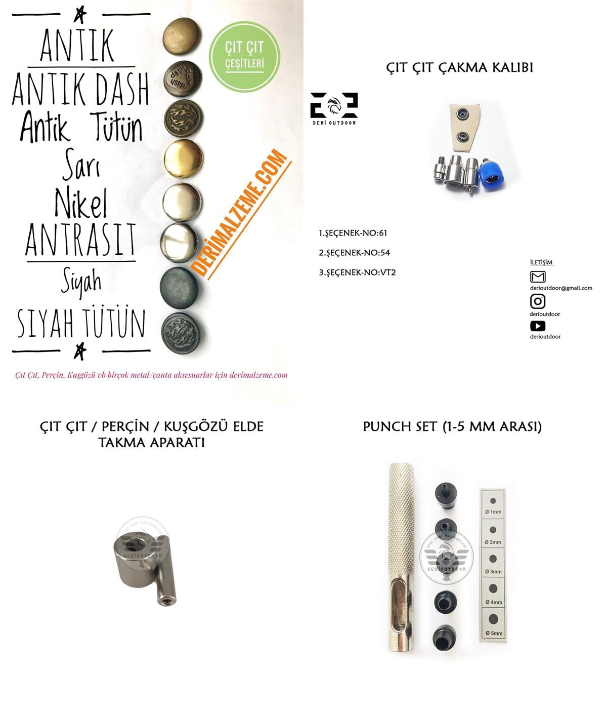 Çıt çıt Takma Set 54 61 / derimalzeme.com Çıt Çıt Set