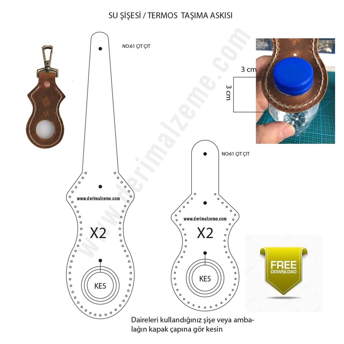 Su Şişesi Termos Taşıma Askısı Şablon Free PatternSu Şişesi Termos Taşıma Askısı