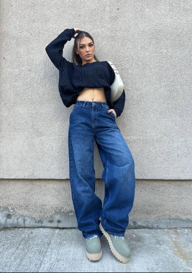 The Bark  Kadın Baggy Jean Pantolon 40402 Mavi