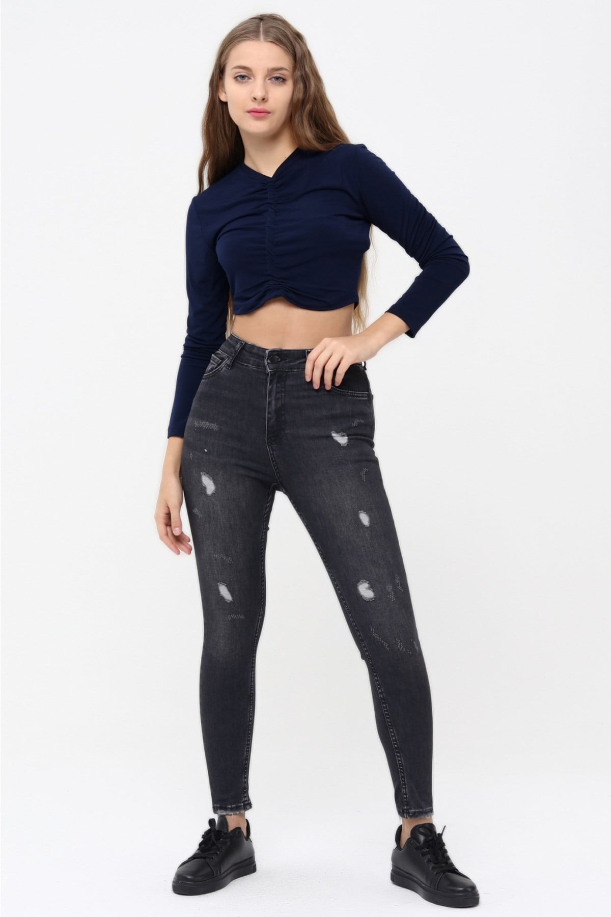The Bark Lazer Detaylı Skinny Jean Kadın Pantolon 1031-252 Siyah