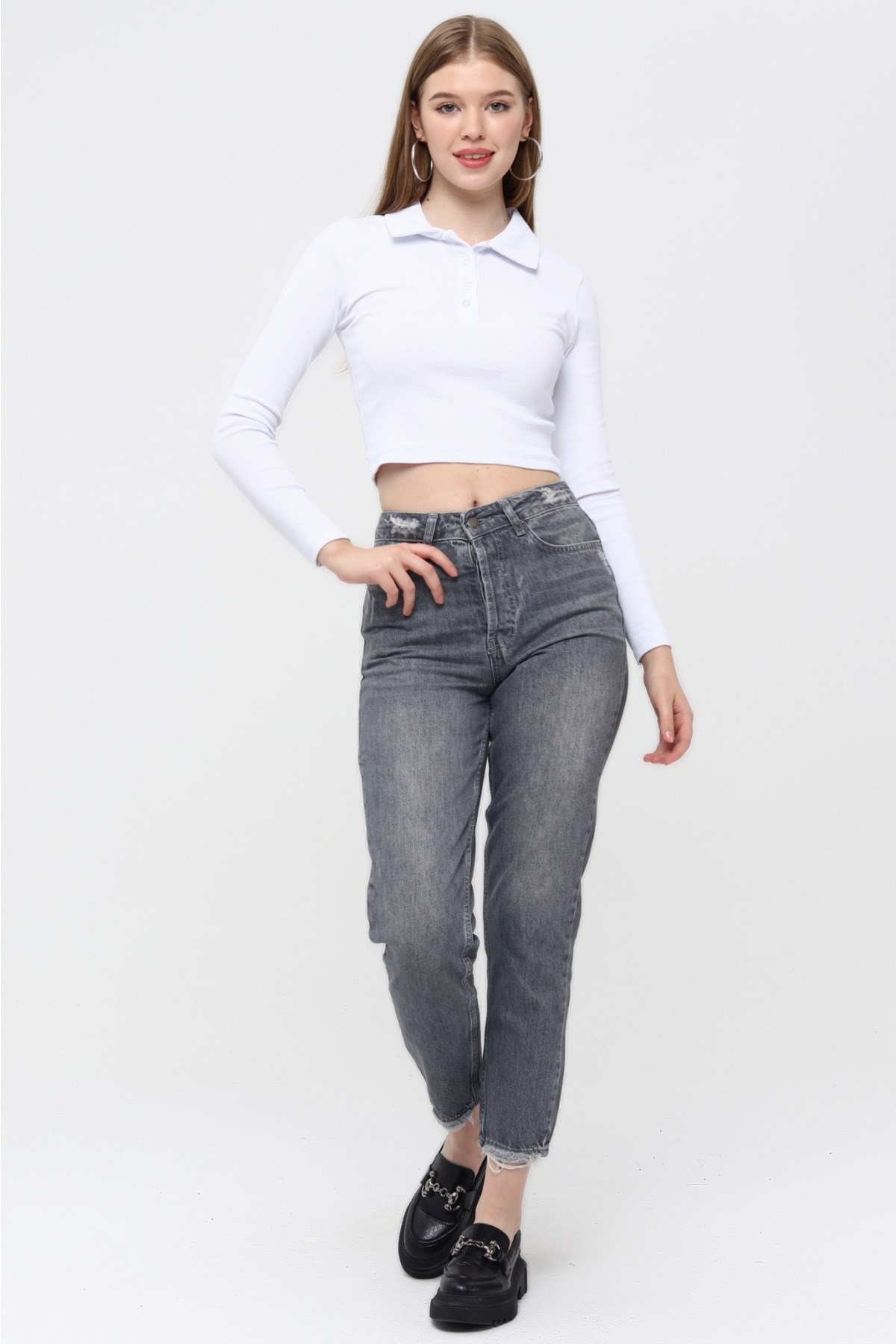 The Bark Mom Jean Kadın Pantolon 1037-251 Gri