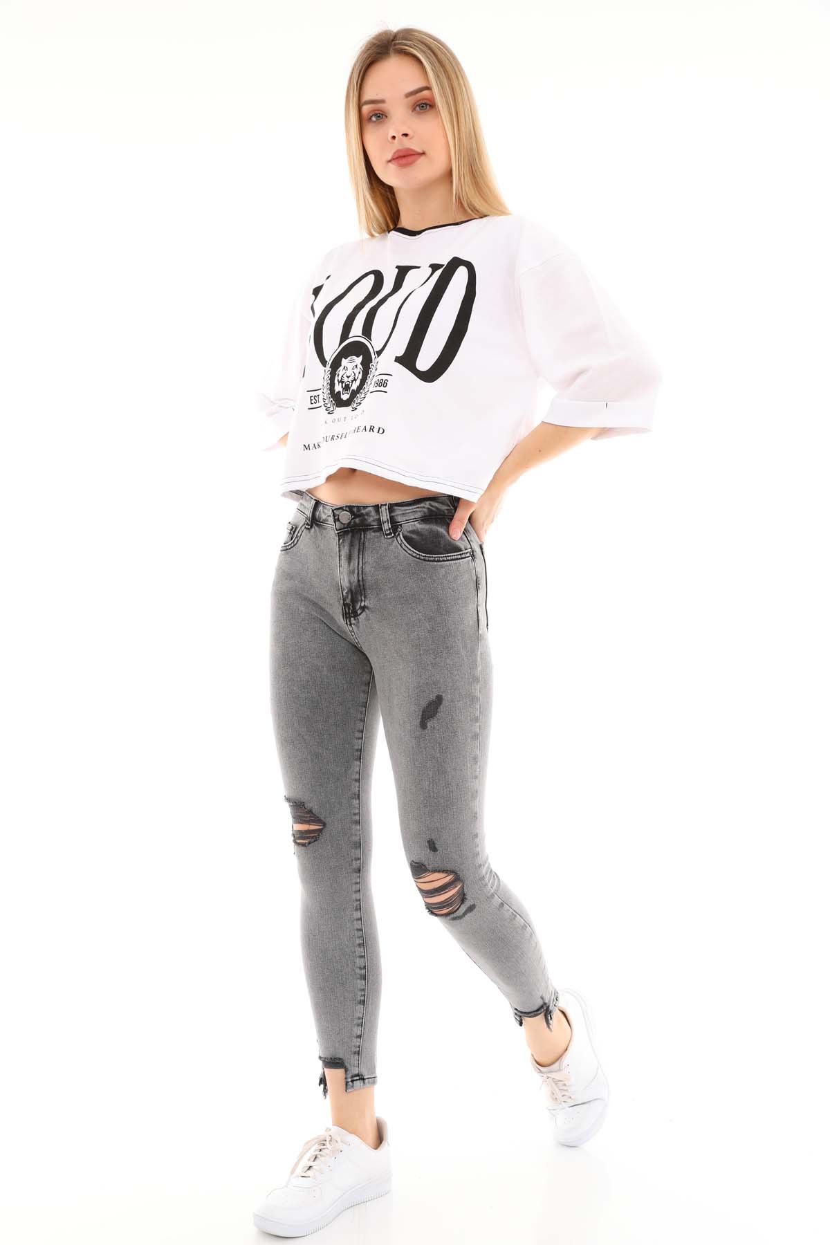 The Bark Kadın Skinny Jean Pantolon 4065-808 Gri