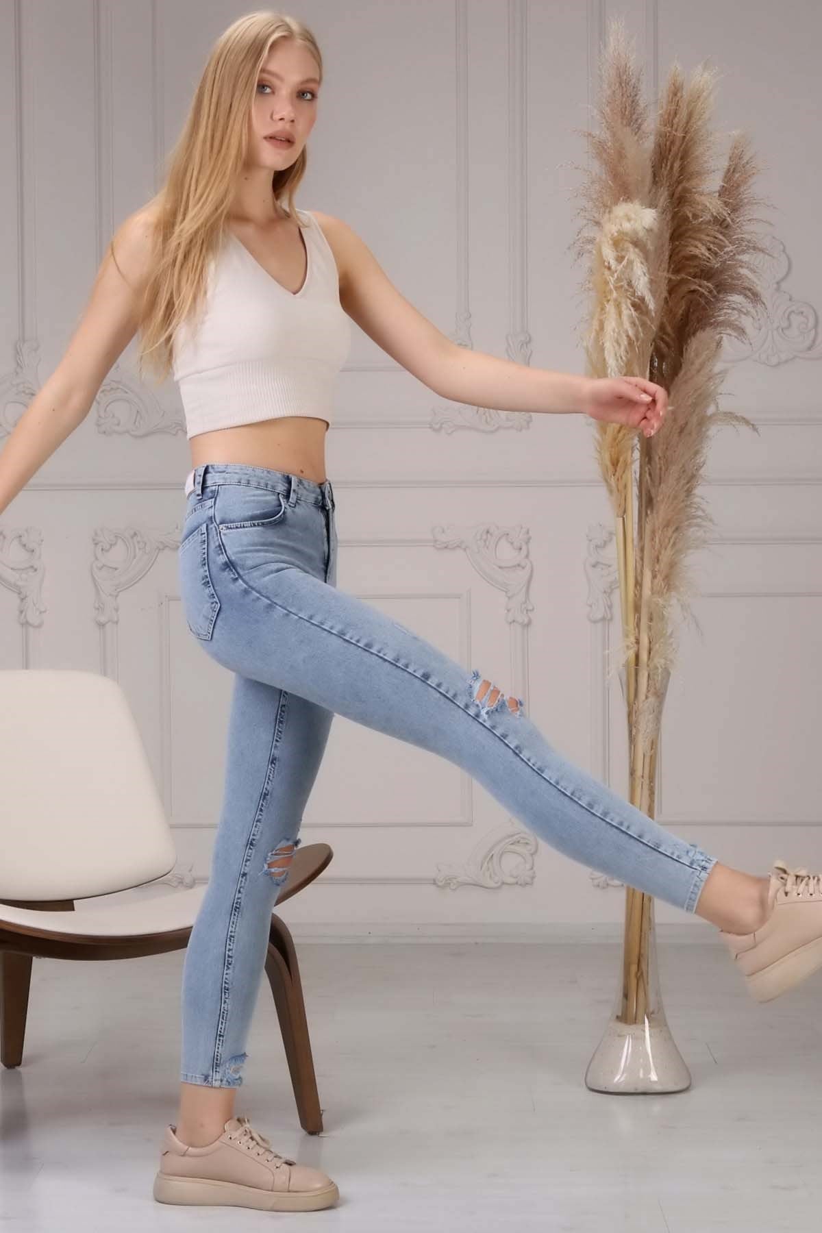 The Bark Nancy Kadın Skinny Jean Pantolon N804 Açık Mavi