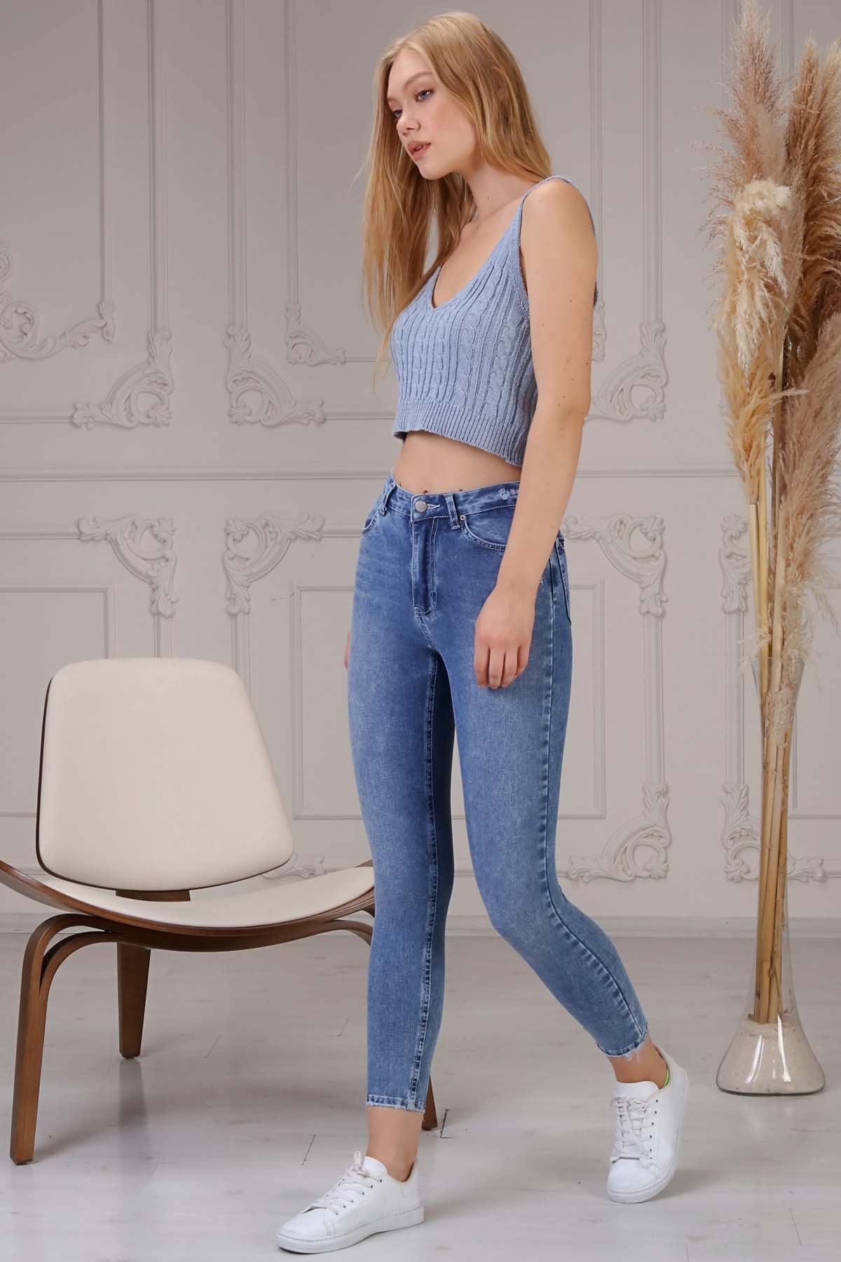 The Bark Nancy Kadın Skinny Jean Pantolon N804 Mavi