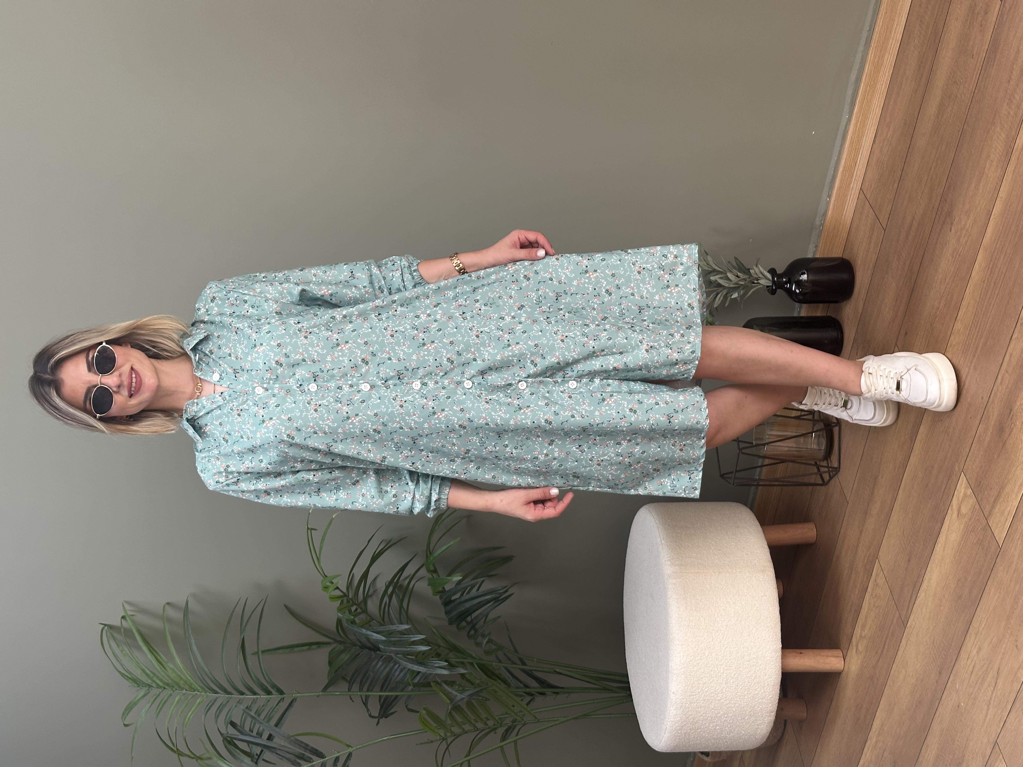 CITIR DESEN DESEN GÖMLEK TUNİK MINT 