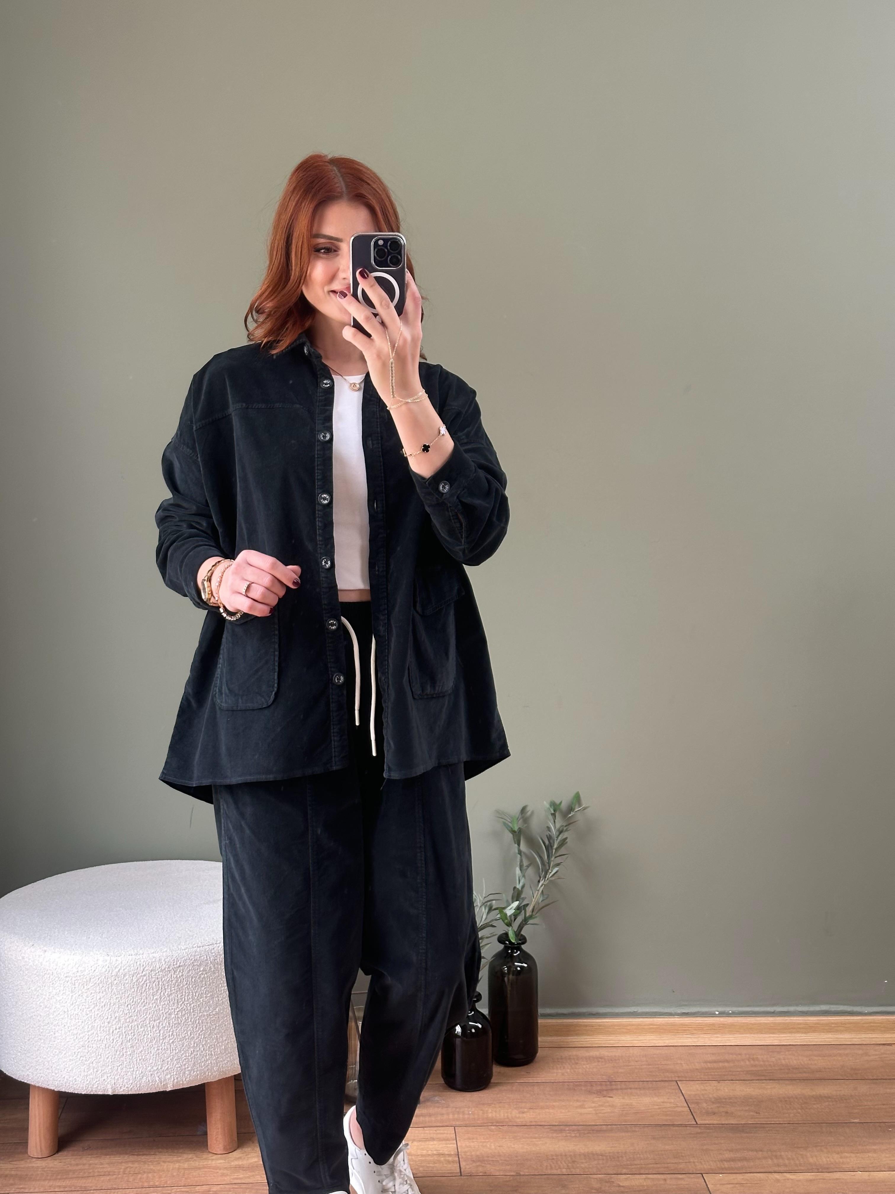 İTHAL DİJİTAL KADİFE TAKIM SİYAH