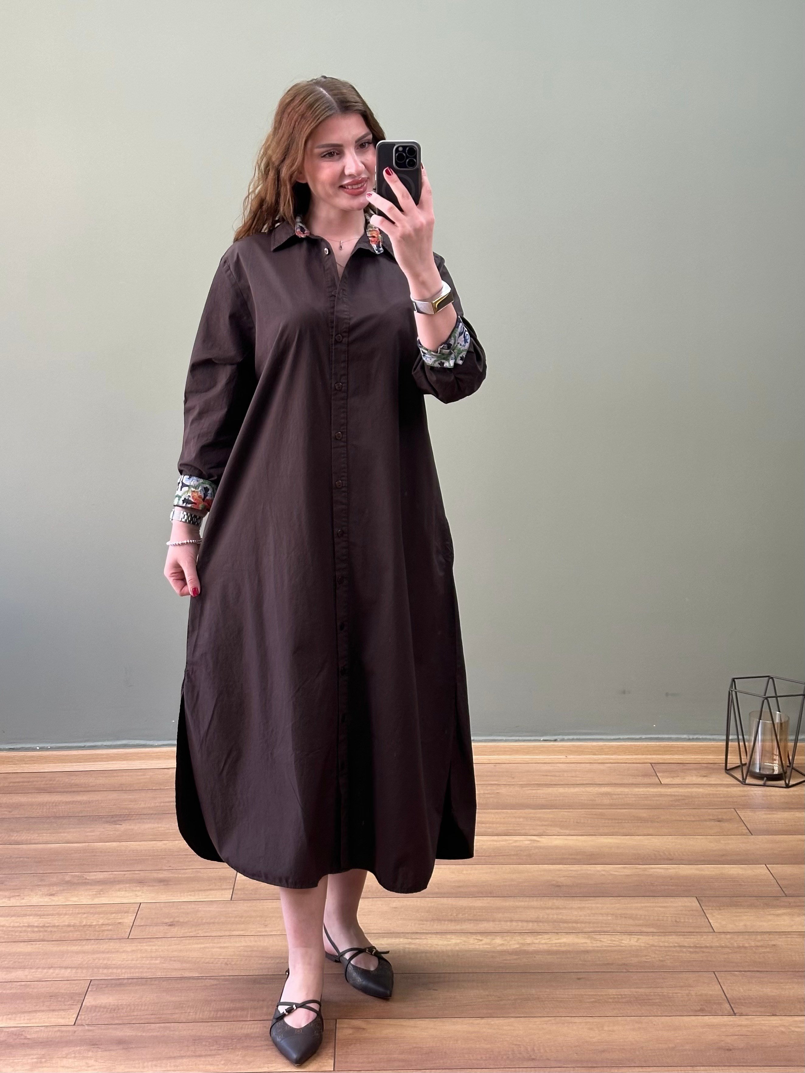 PREMİUM LONDON ELBİSE ACI KAHVE