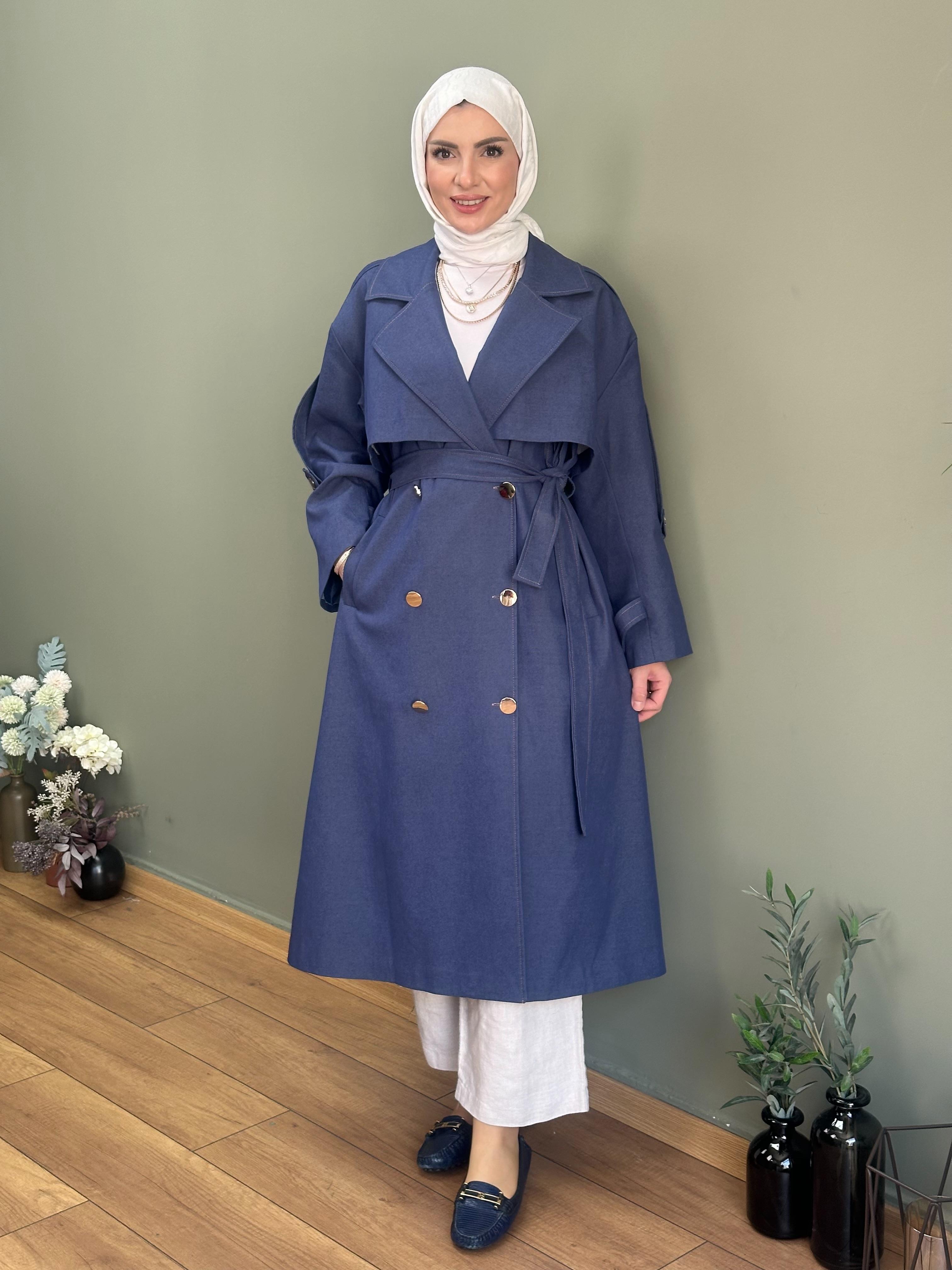 TASARIM DENİM TRENÇKOT 