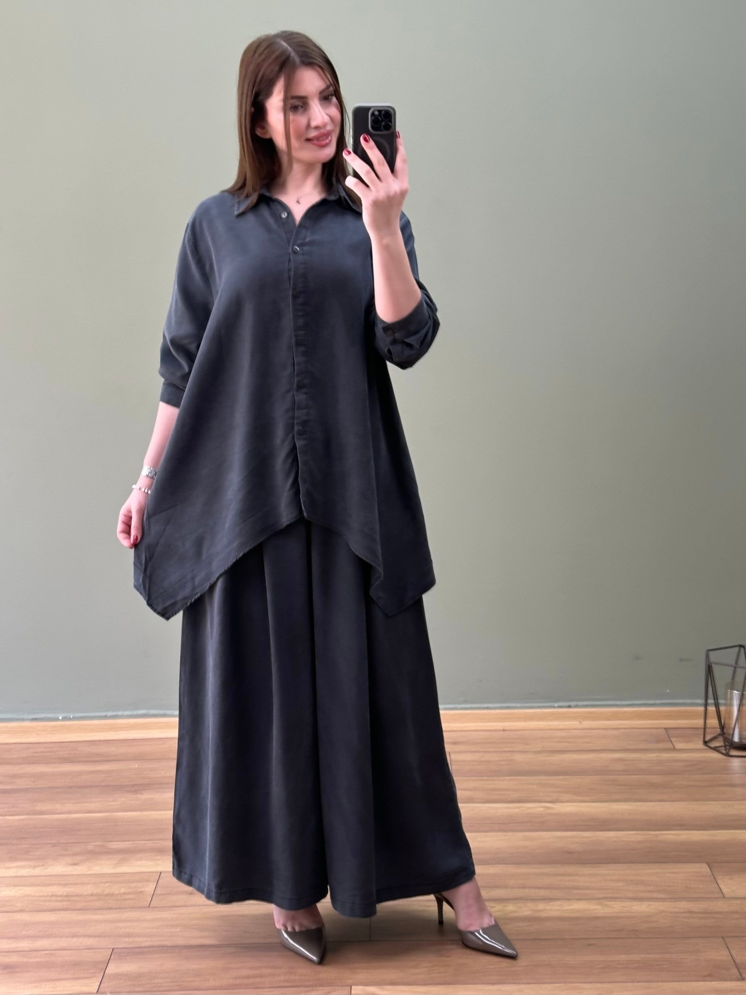 TASARIM İKİLİ PREMİUM TAKIM ANTRASİT BATİK DESEN