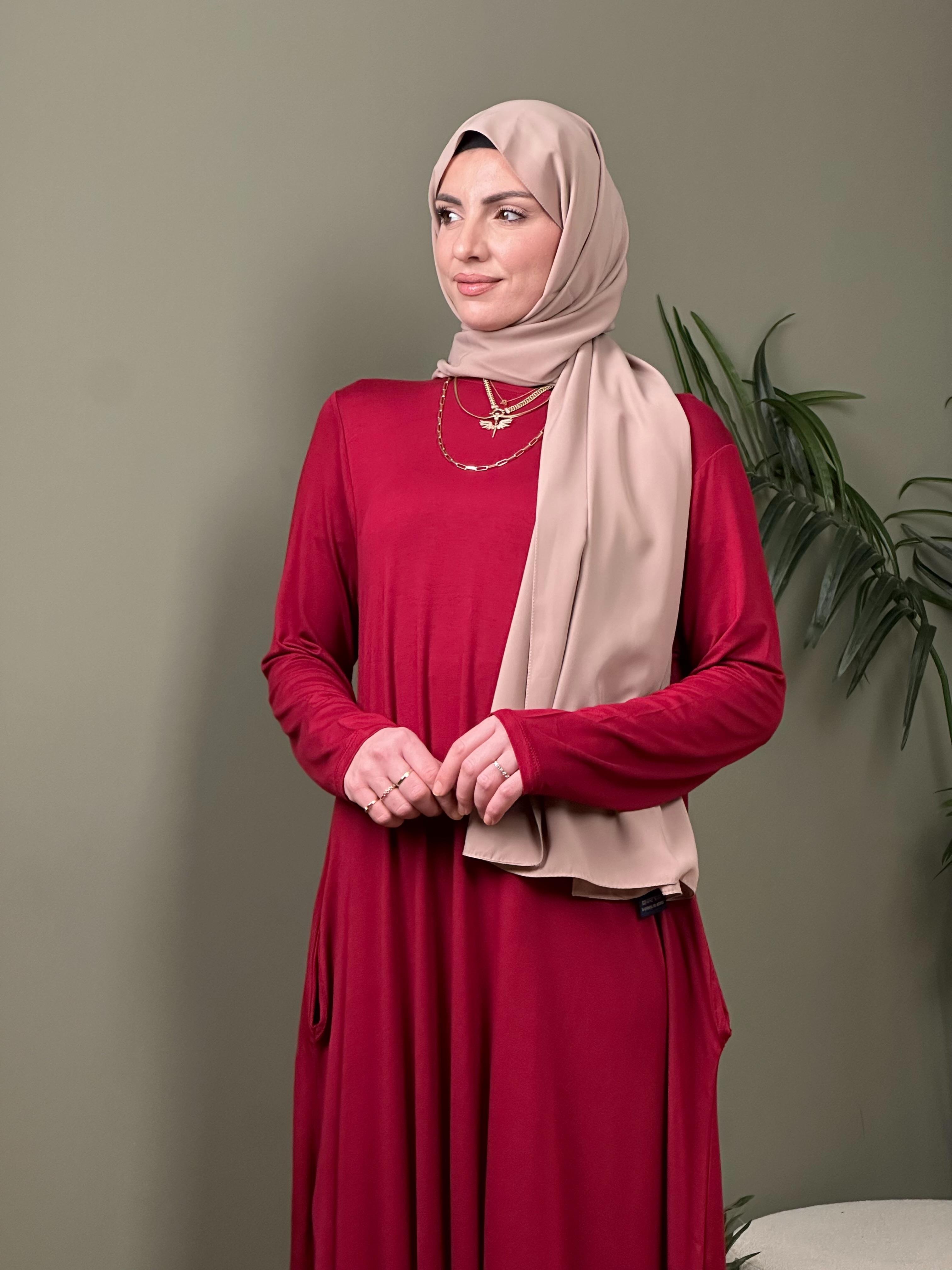 %100 PAMUKLU SWEAT ELBİSE BORDO 