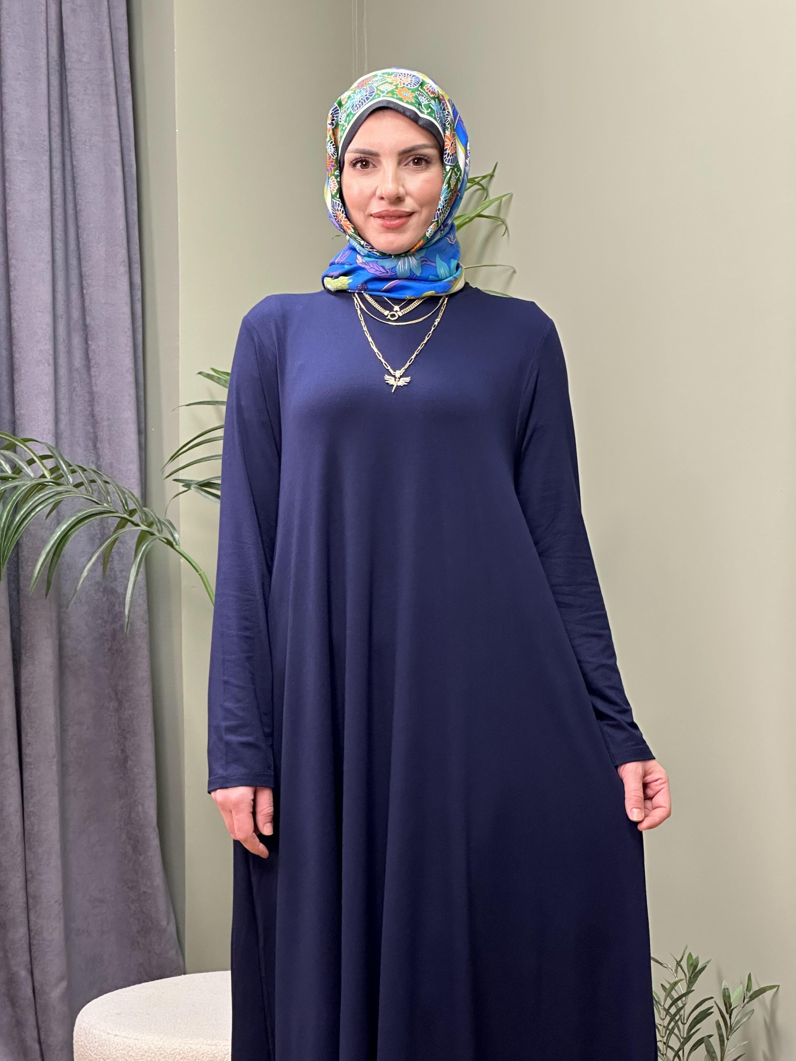 %100 PAMUKLU SWEAT ELBİSE LACİVERT 
