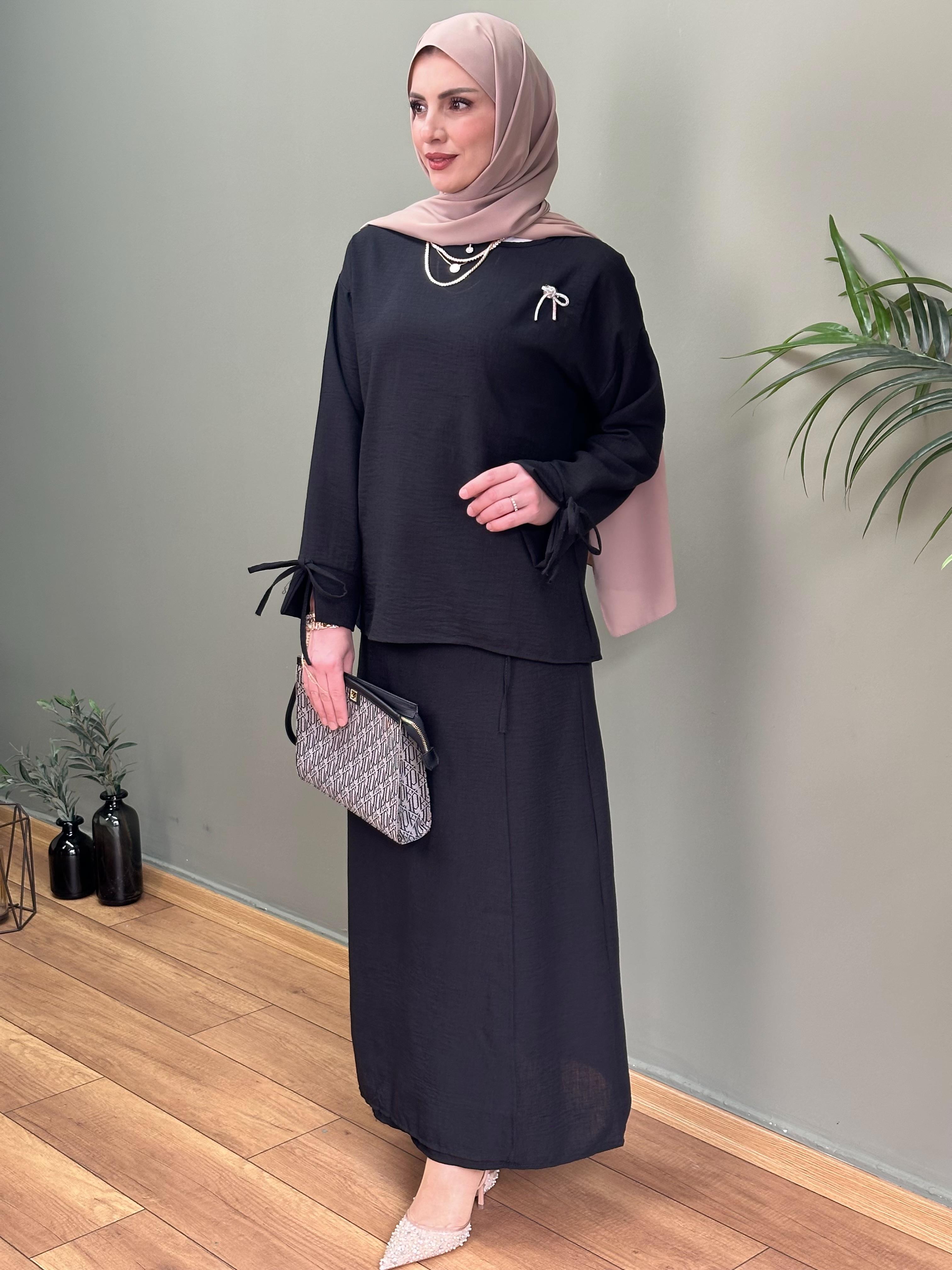 ANVELOP ETEKLİ İKİLİ TAKIM SİYAH 