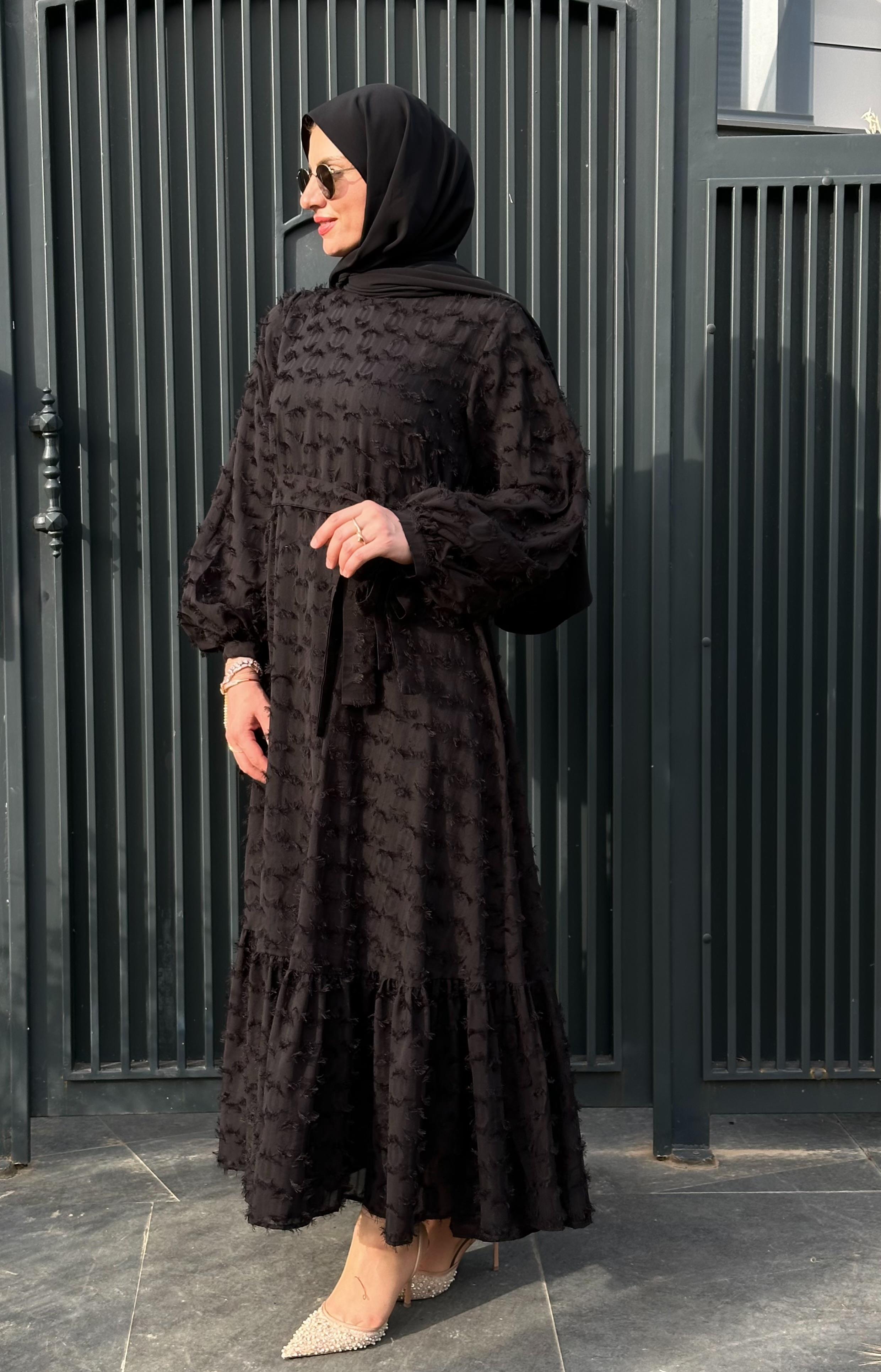 İthal %100 Pamuk balon kol elbise 