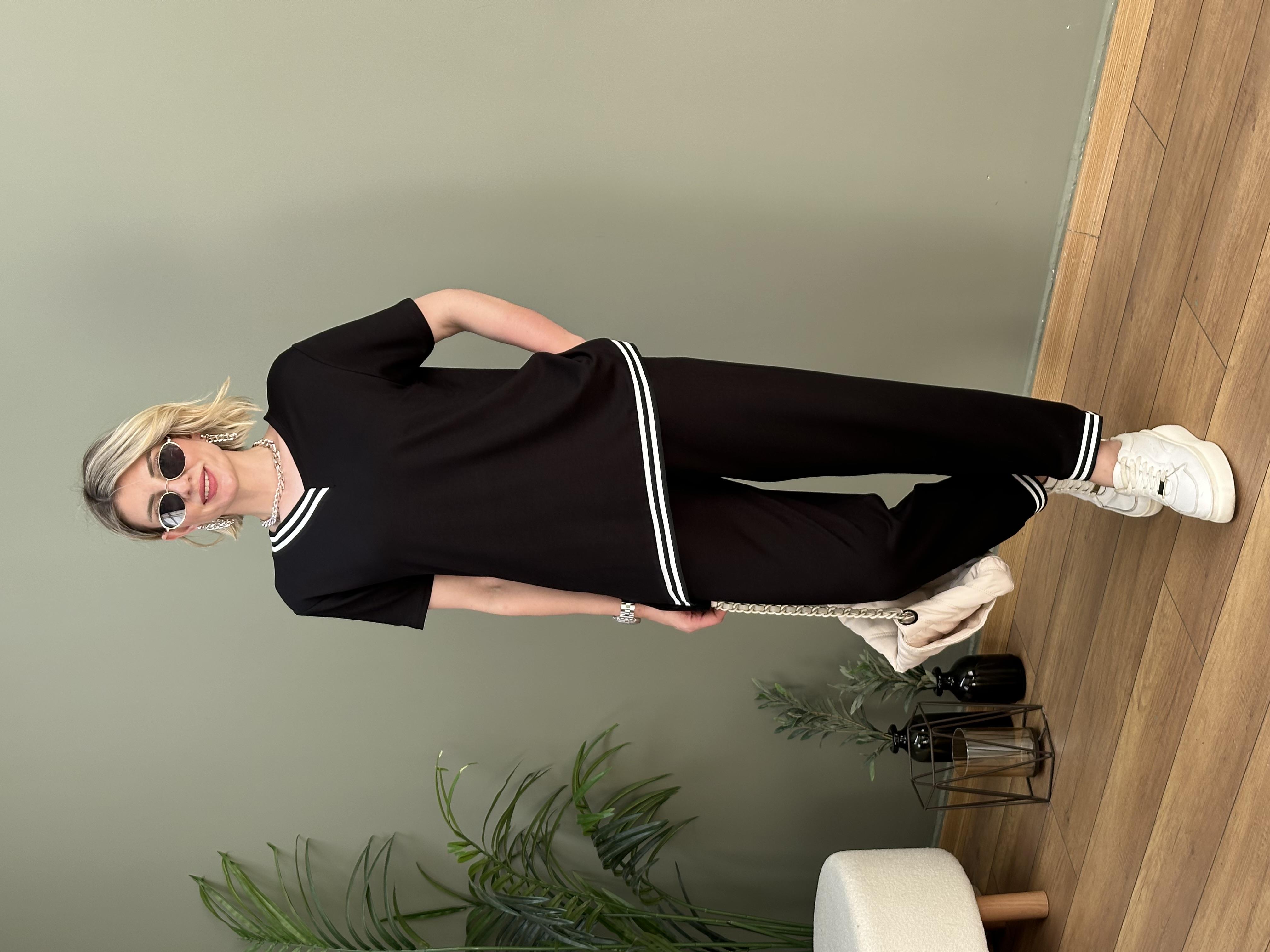 İTHAL RİBANA V YAKA TAKIM SİYAH 