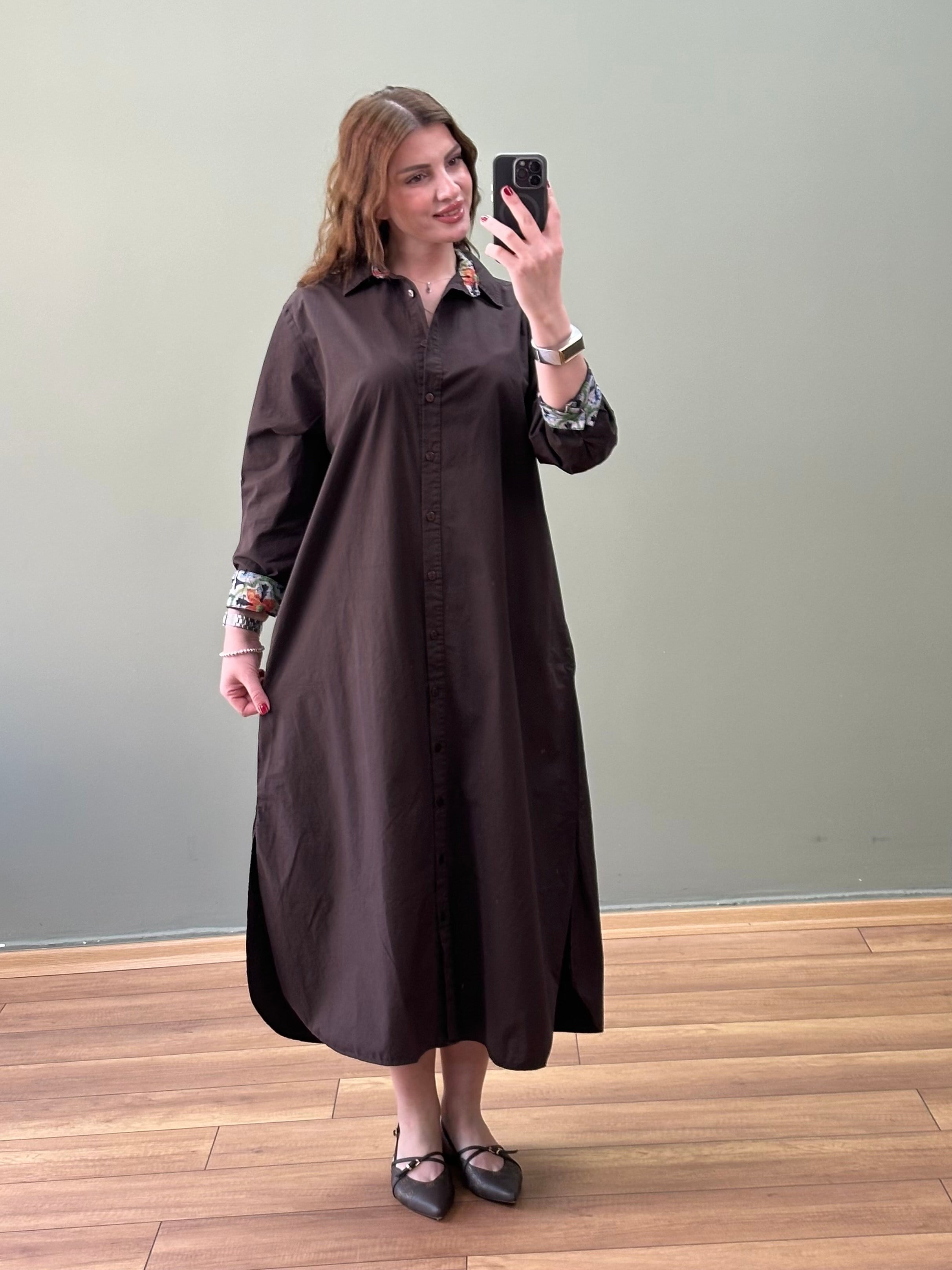 PREMİUM LONDON ELBİSE ACI KAHVE