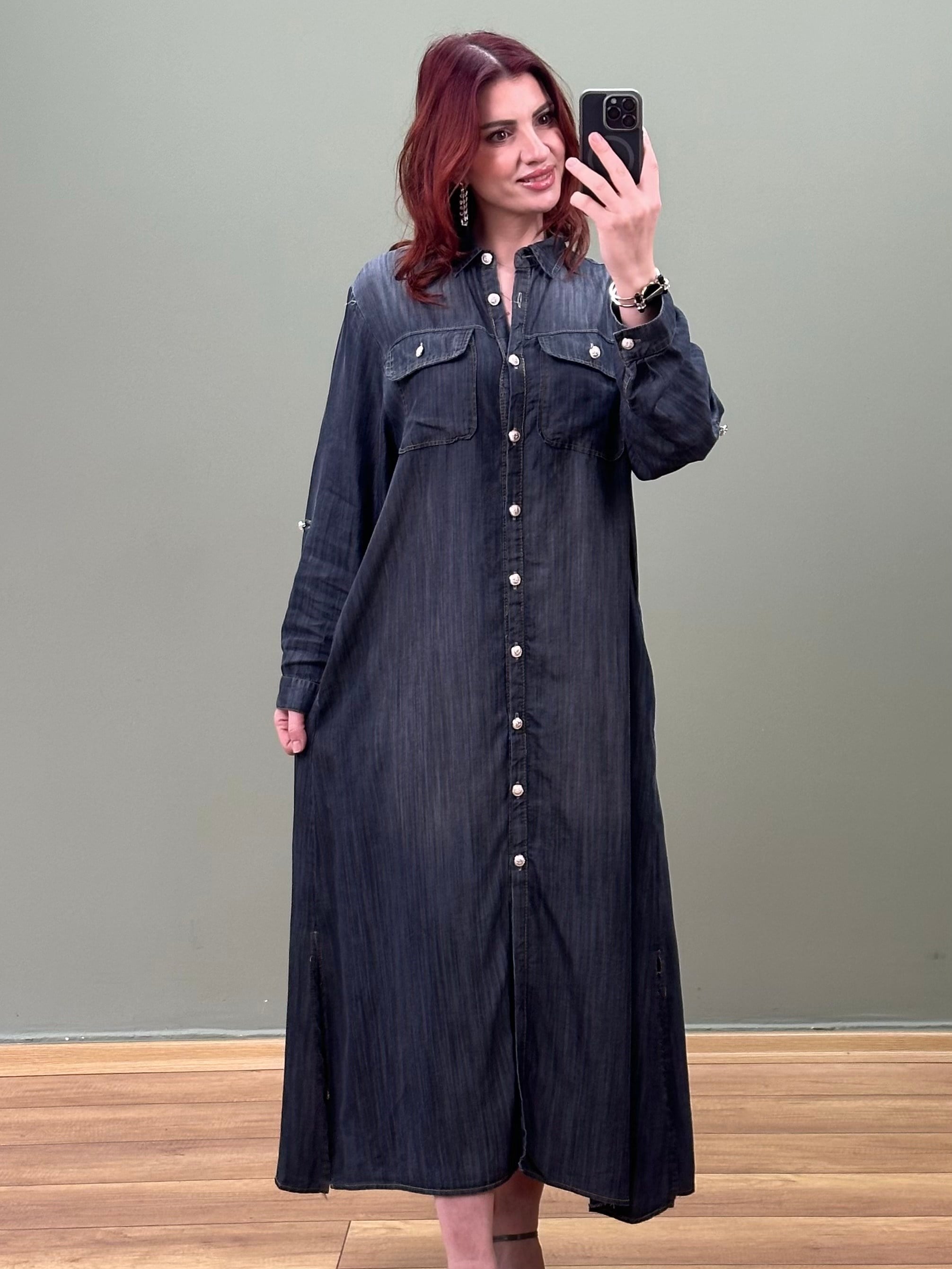 PREMIUM TENSEL ELBİSE ANTRASIT