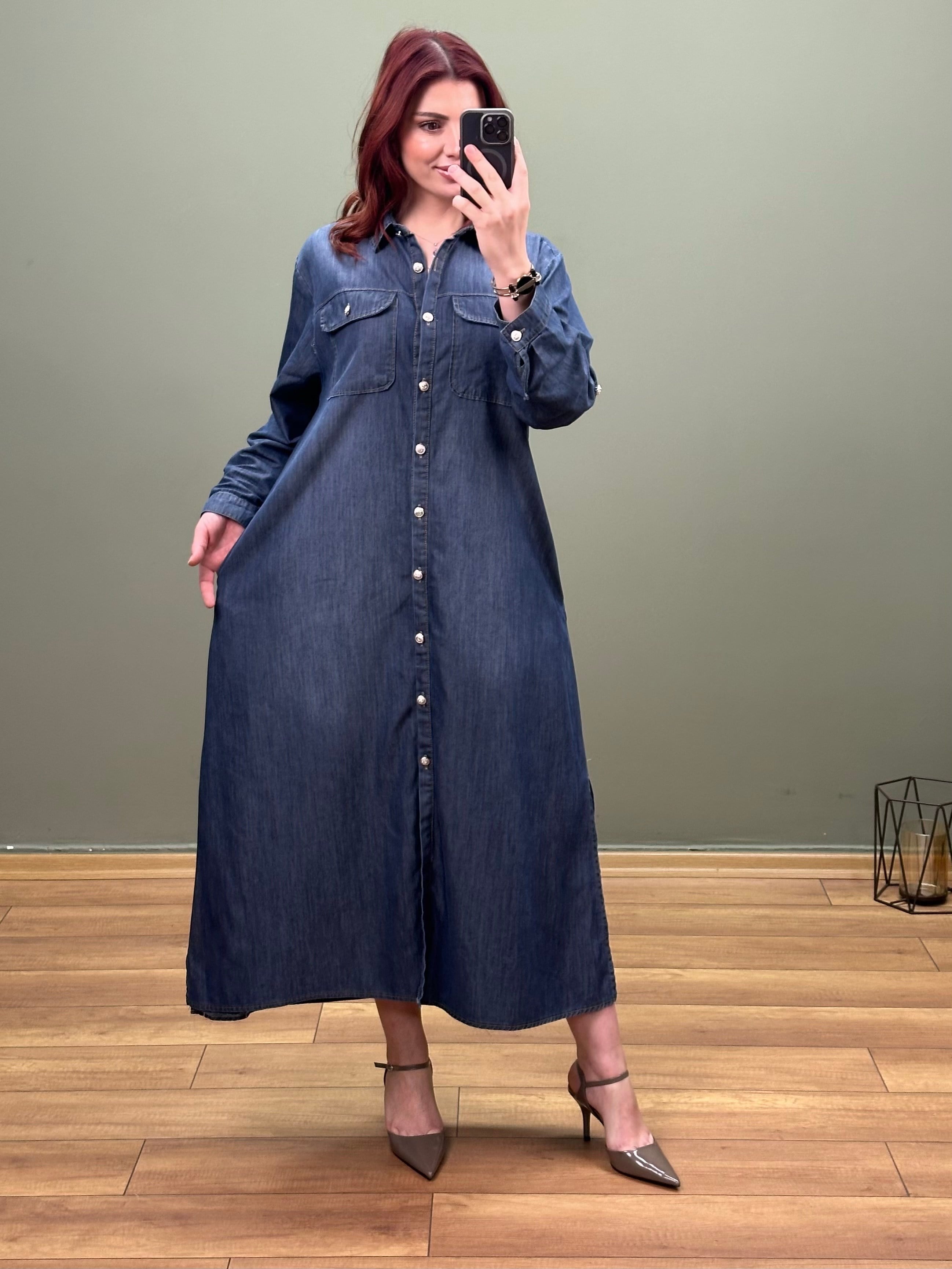 PREMIUM TENSEL ELBİSE BUZ MAVİ