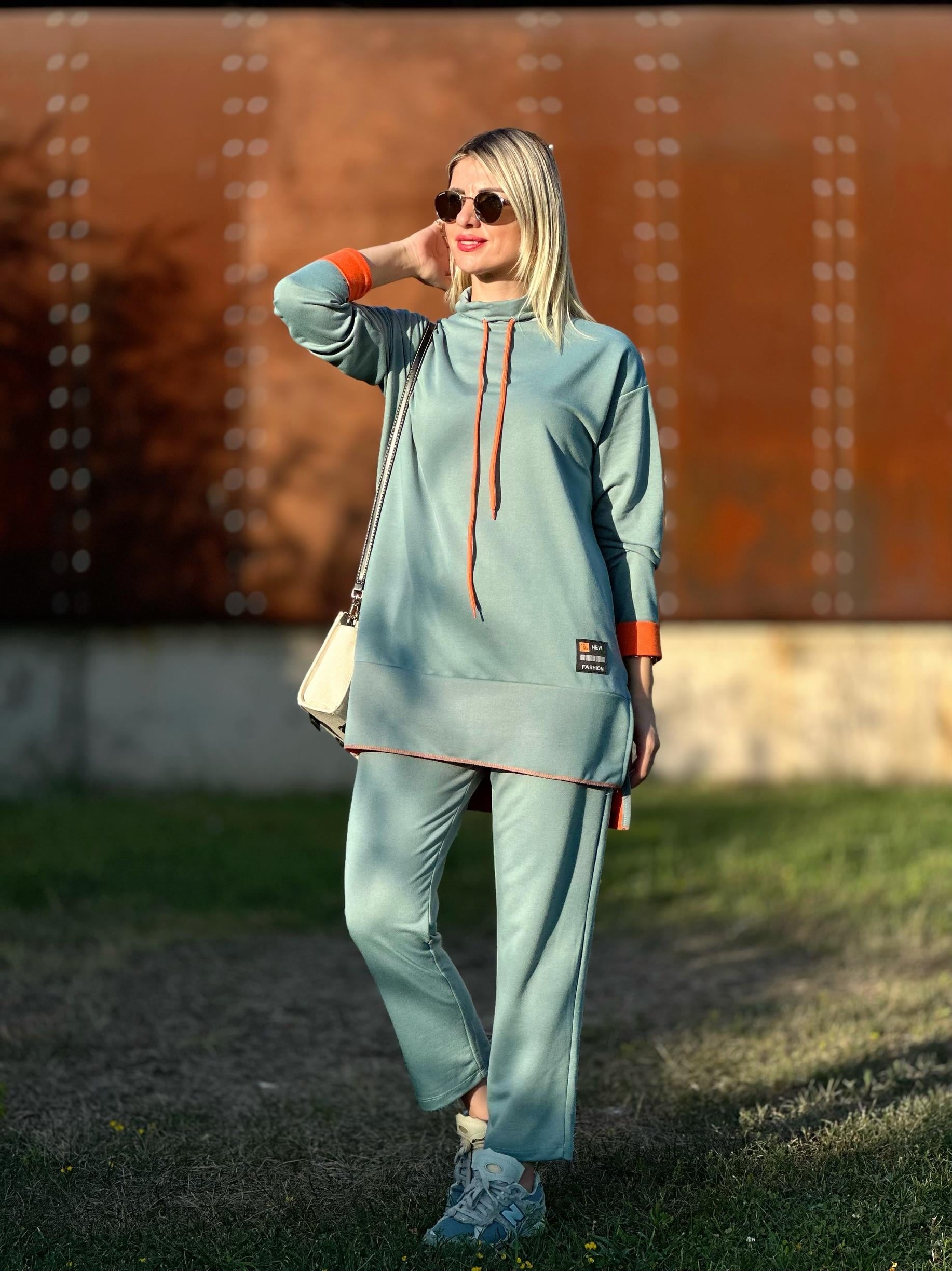 STİL ARMALI İKİLİ TAKIM MİNT TURUNCU