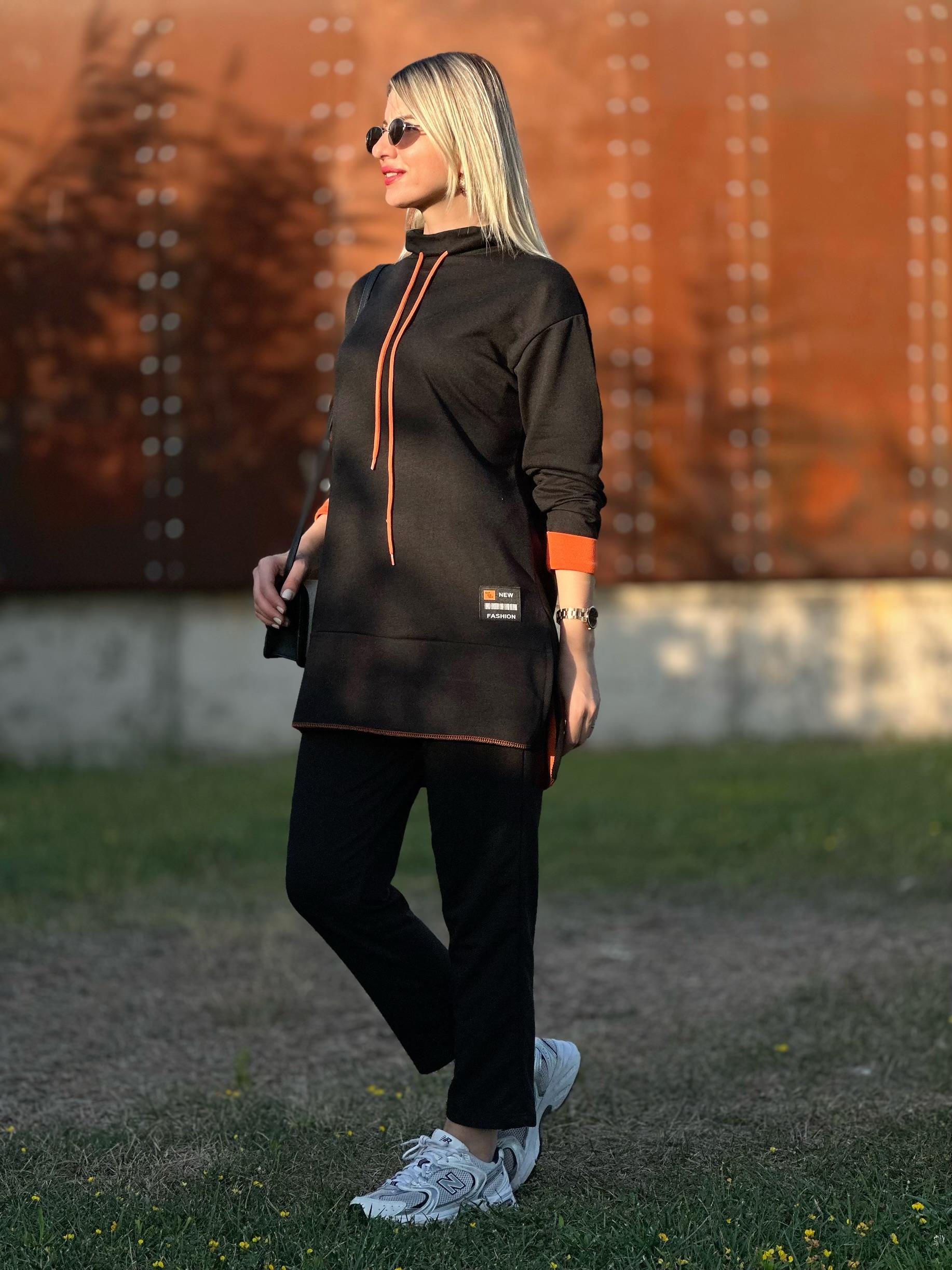 STİL ARMALI İKİLİ TAKIM SİYAH TURUNCU