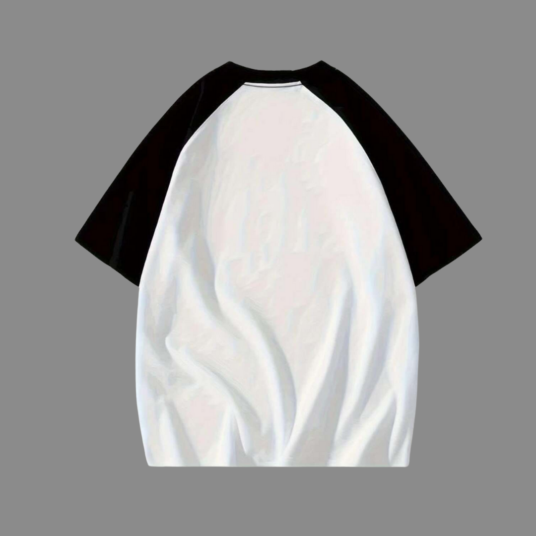  Beyaz Unisex Siyah Reglan Narco T-Shirt