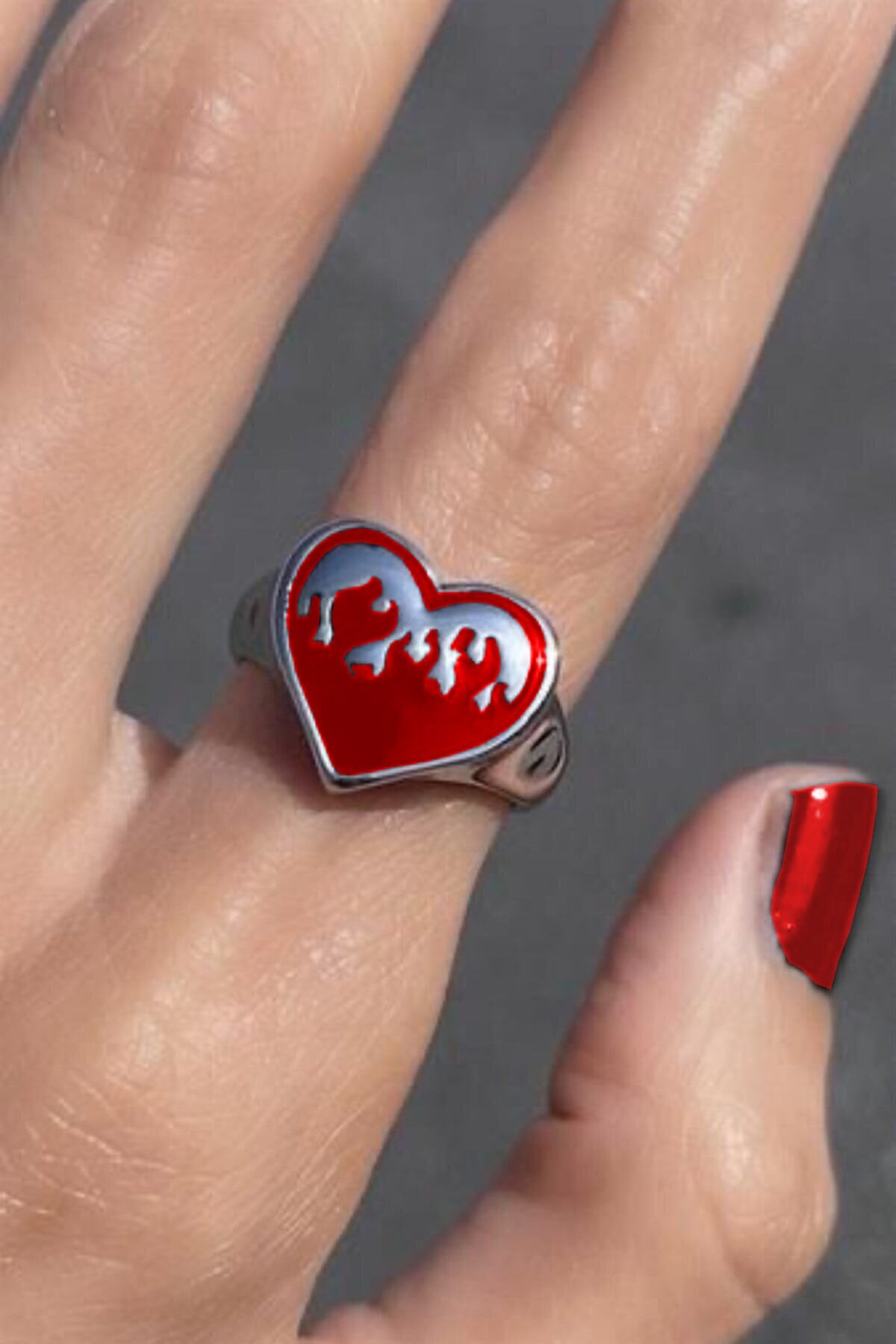 Angel Love Red Fire Ayarlanabilir Unisex Yüzük