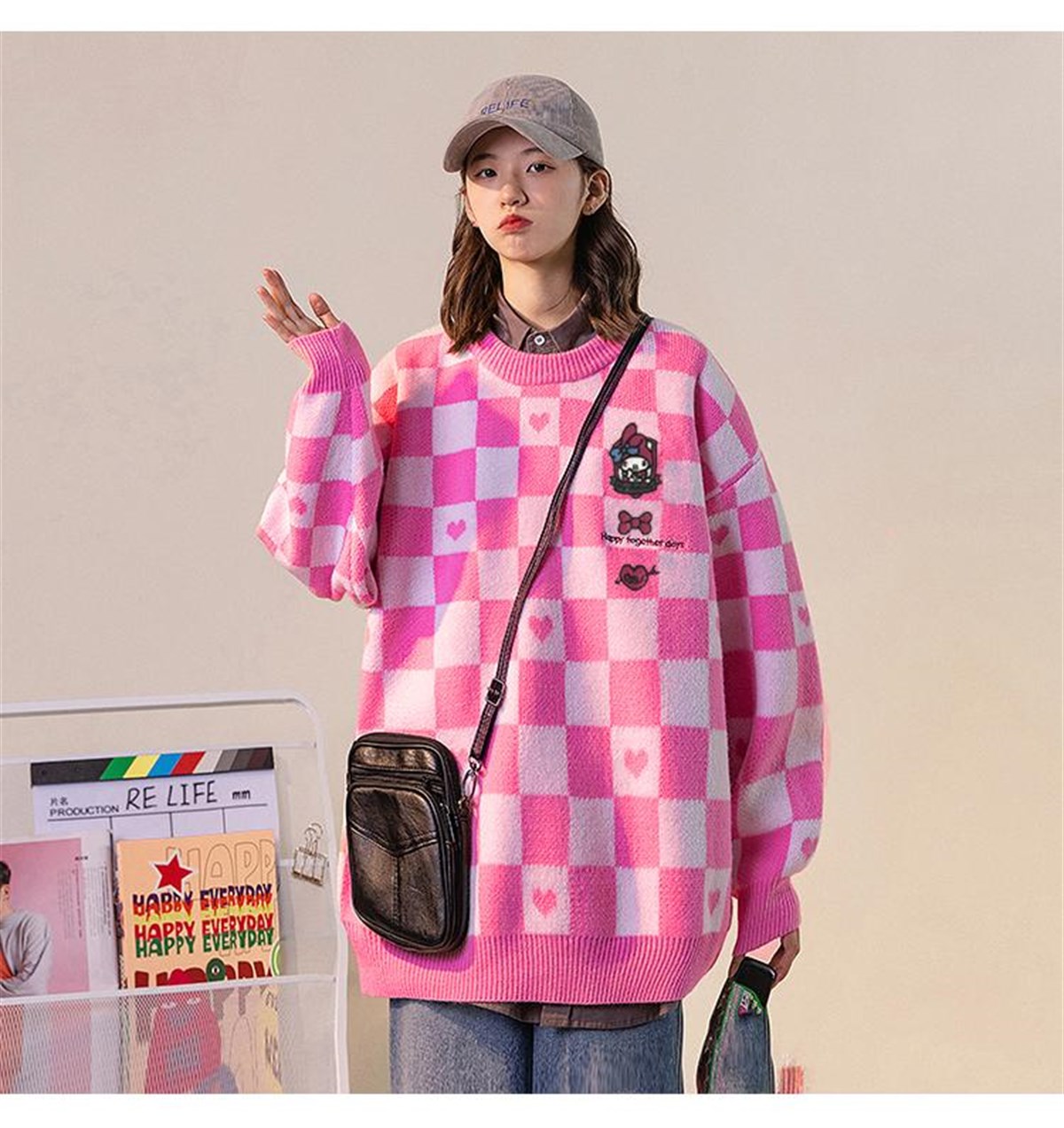 Anime Harajuku My Melody Pembe Damalı Kazak